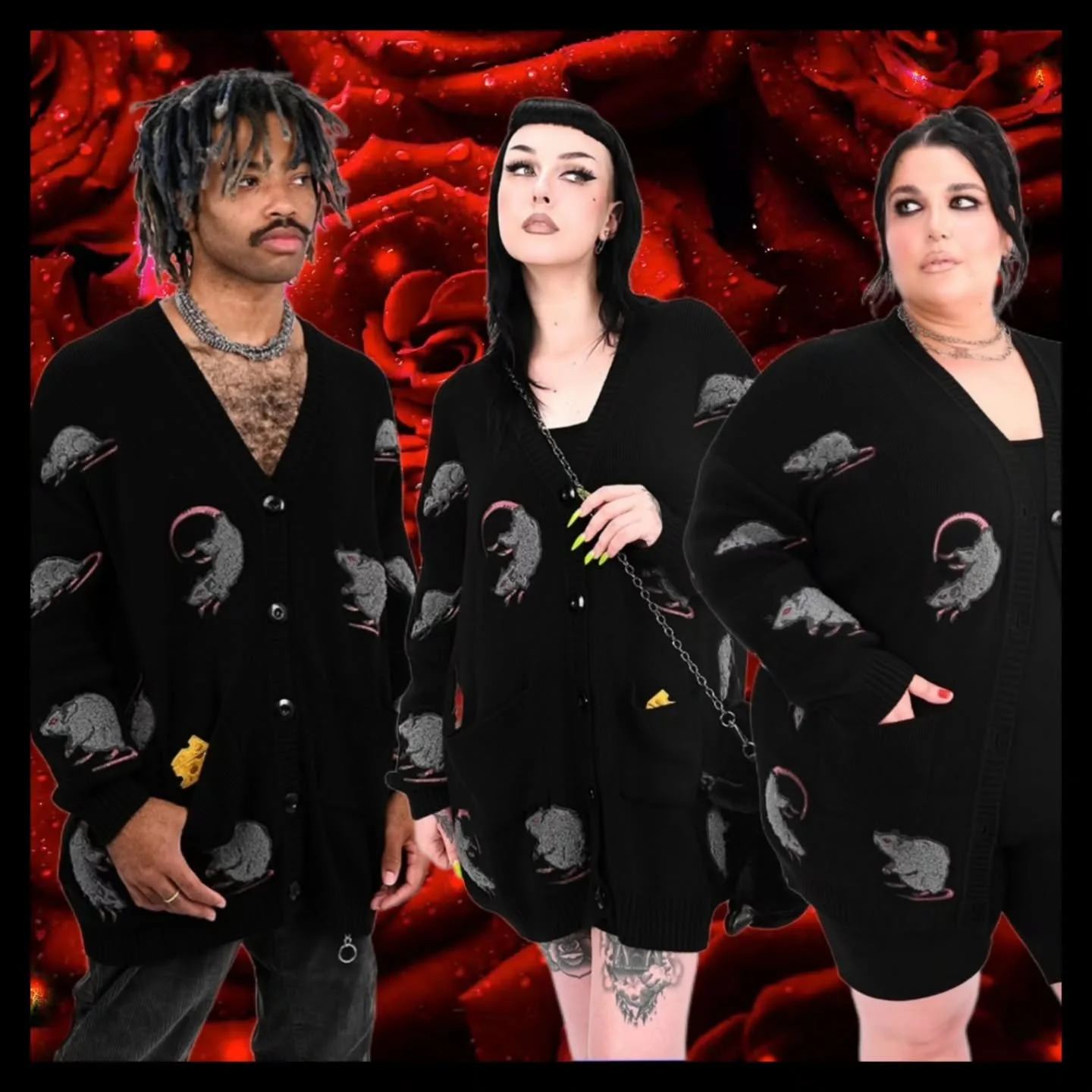 🐀 The Rat Cardigan is back!!!! Just in time for Valloween! Curiouser &amp; Curiouser has everything you could ever want for your spooky Valentine! Come shop this weekend! 
.
.
.
.
.
.
.
.
.
.
#keepashevilleweird #ashevillecreaturesofthenight #biltmo