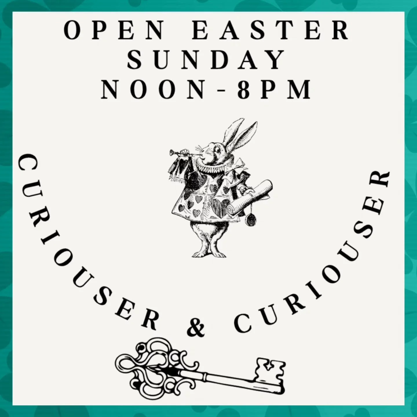 ✨️ Curiouser &amp; Curiouser is open regular Business Hours today, Easter Sunday 🐇 
25% off regularly priced items
117 sweeten creek road