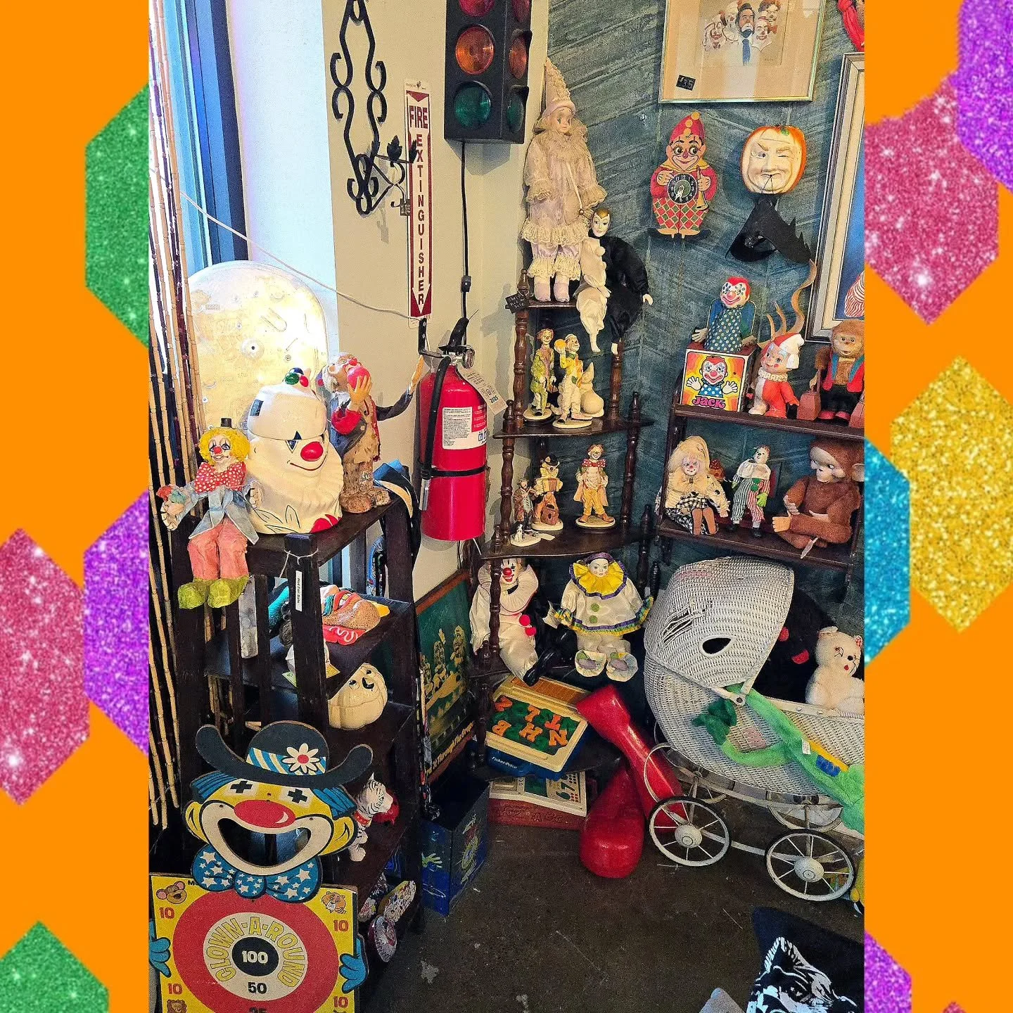 ✨️ Rainy days are perfect days to come browse 
Curiouser &amp; Curiouser AVL! Our clown shelf is waiting! 🤡 
  Curiouser &amp; Curiouser AVL is located at 
117 Sweeten Creek Road in Asheville, NC
.
.
.
.
.
.
.
.
.
.
.
.
.
#keepashevilleweird #weirda