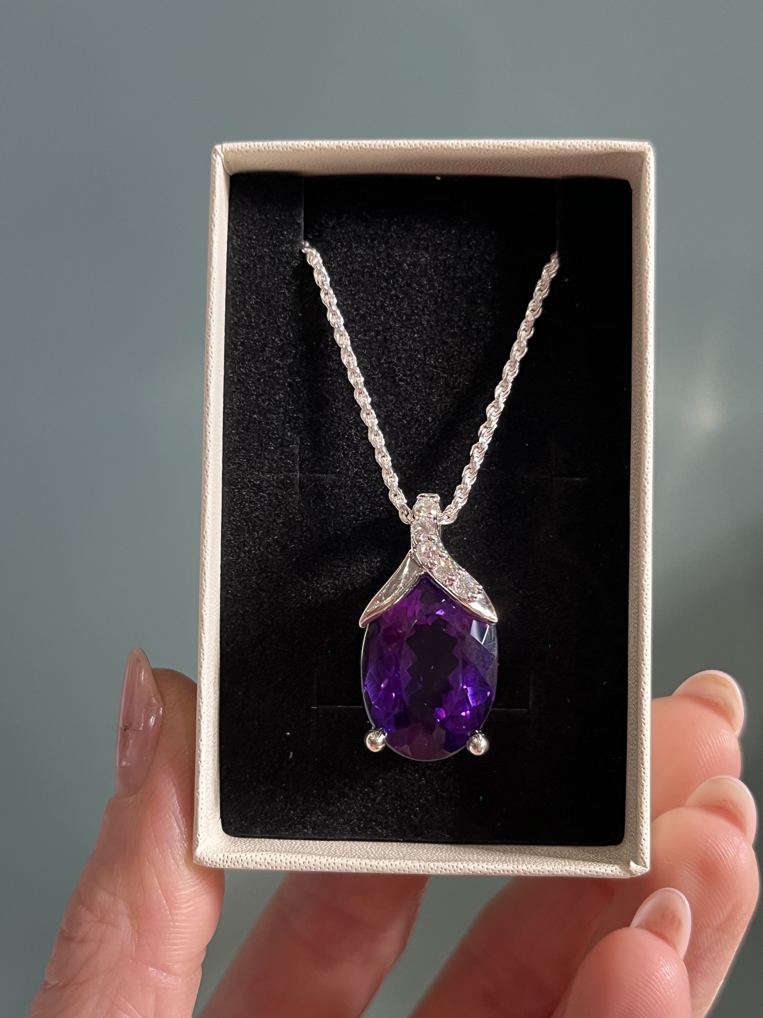 A custom made amethyst pendant by TSC Jewelry