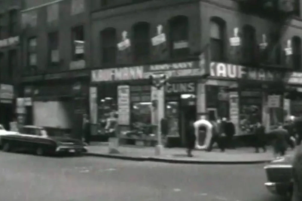 Mr. Kaufmann’s original store (1938 - 1965) was located  in Lower Manhattan prior to the construction of the World Trade Center.