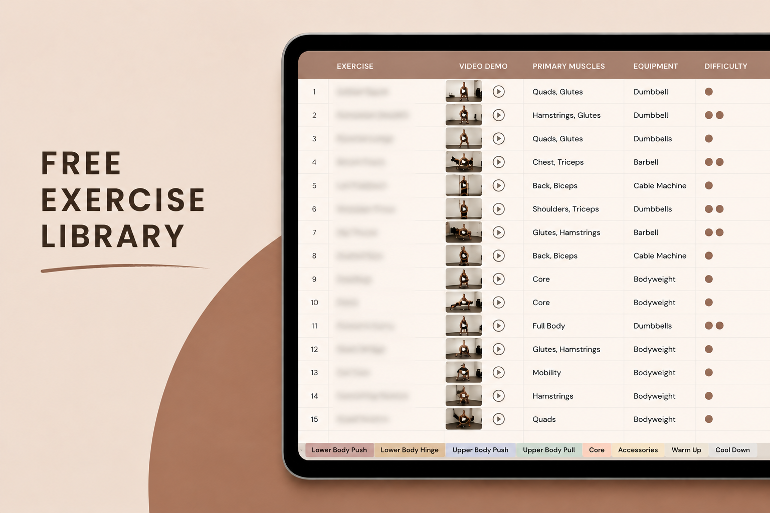 Free Exercise Library for beginners
