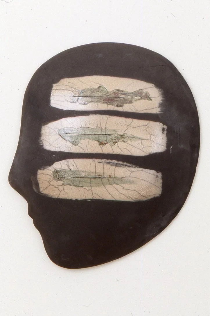 Scarred, Inlayed color clay, Raku, 14x16x3"