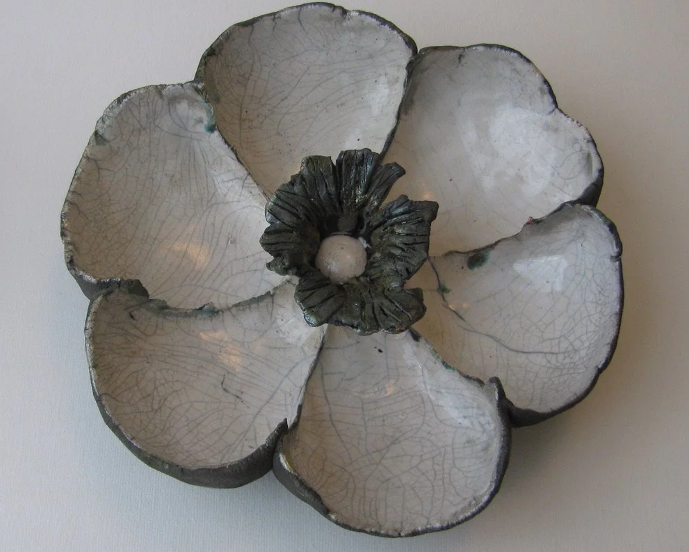 Navaratri Flower, Raku, D 7x5"