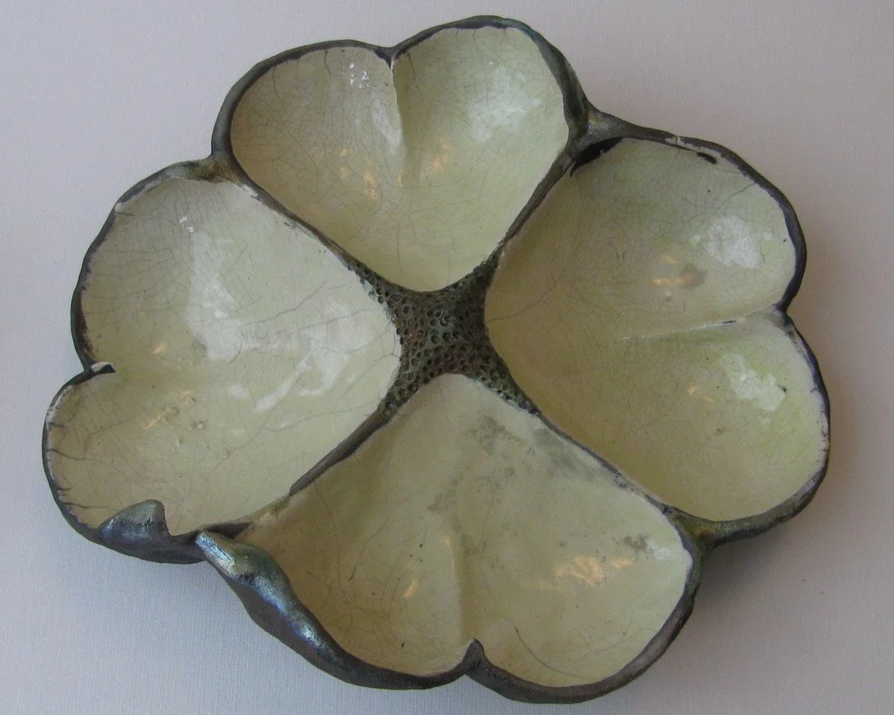 Navaratri Flower 5/9, Raku, 9x7x5"