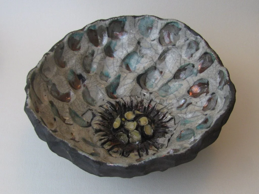Navaratri Flower 3/9, Raku, D 7x5"