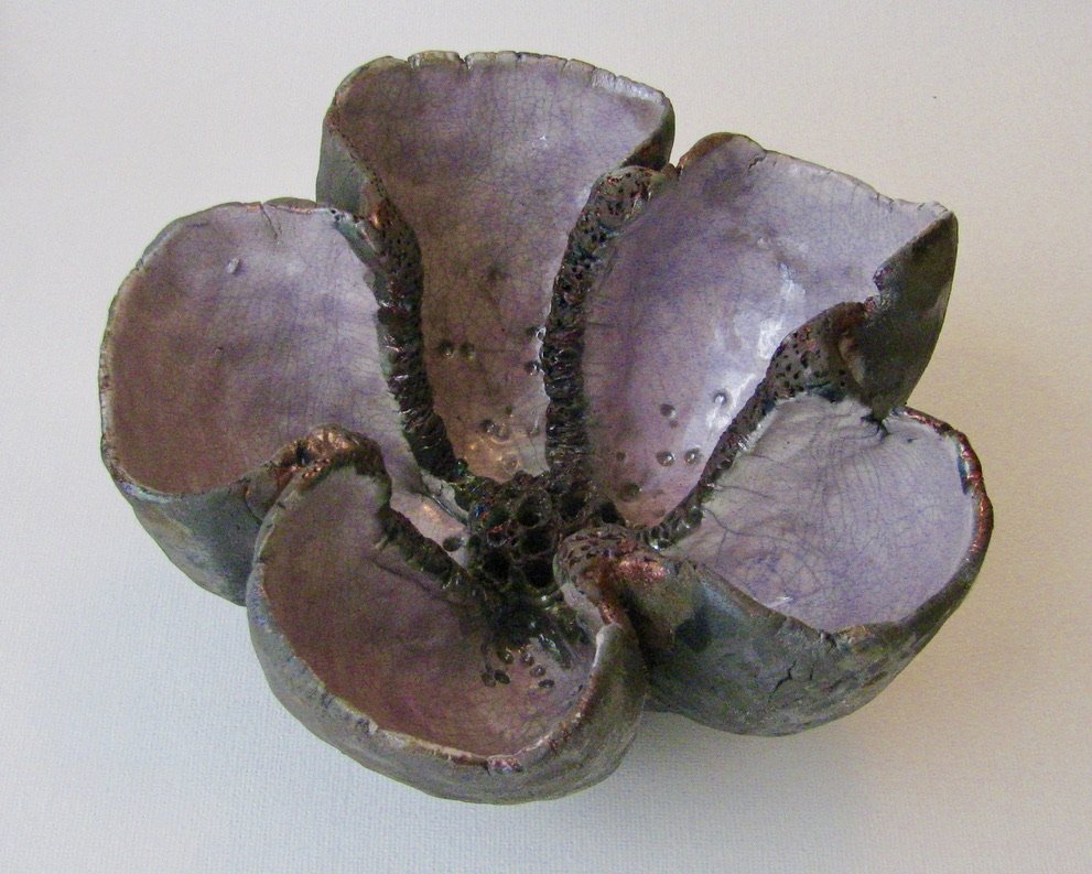 Navaratri Flower 1/9, Raku, D 7x5"