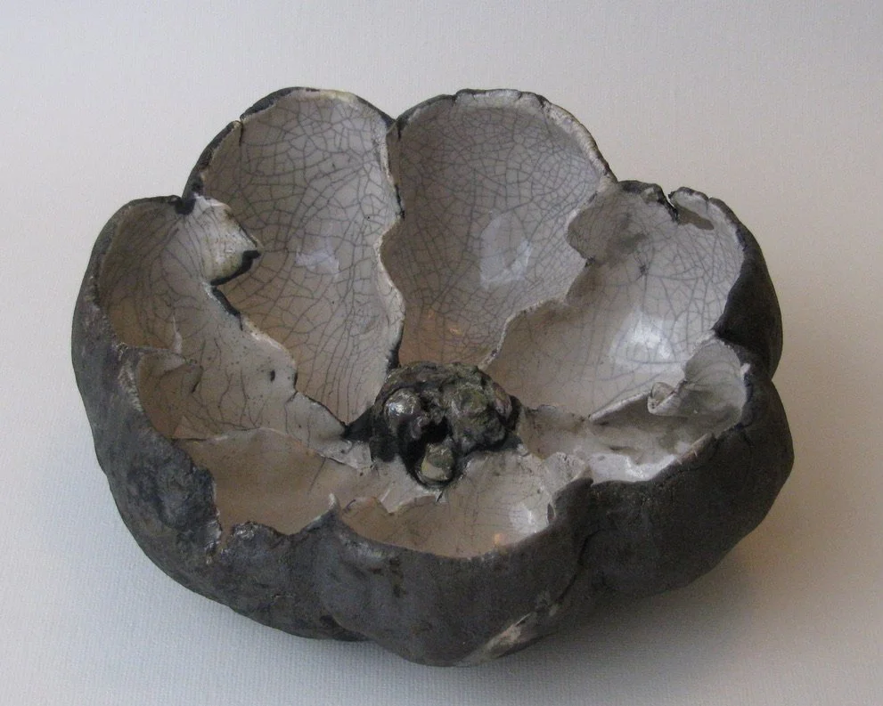 Navaratri Flower 2/9, Raku, D 7x4"