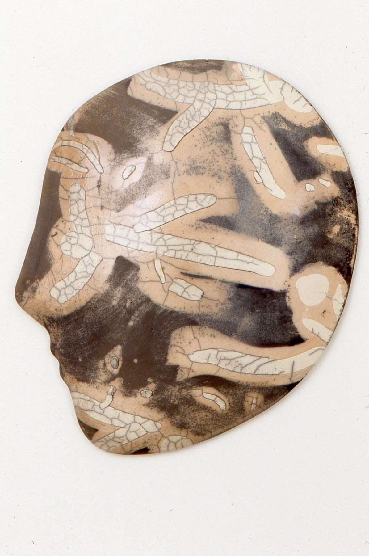 Hunter, Inlayed color clay, Raku, 14x16x3"