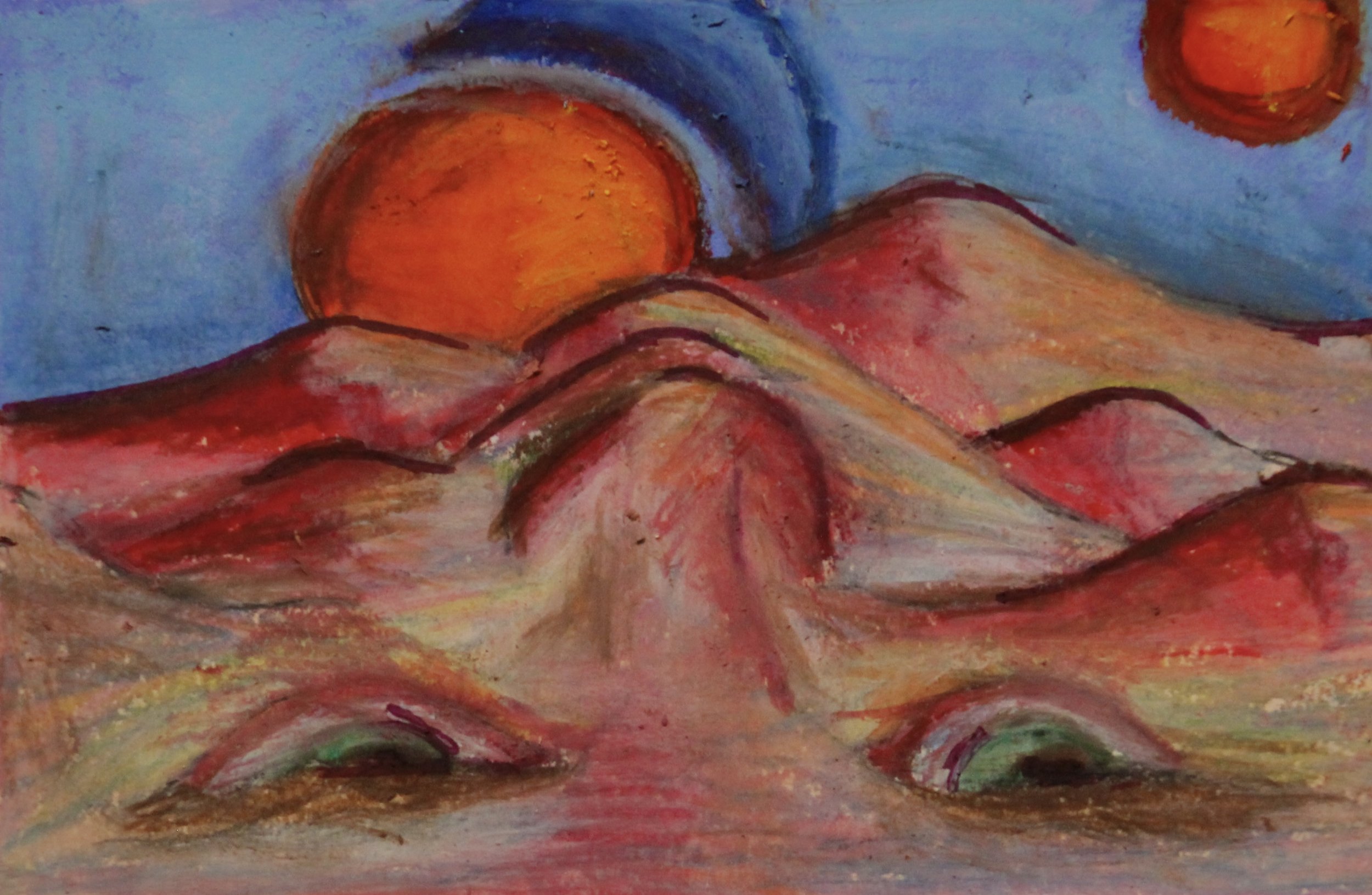 Untitled Drawing, 2024, 6"x4", Oil Pastel Colored Pencil and Marker