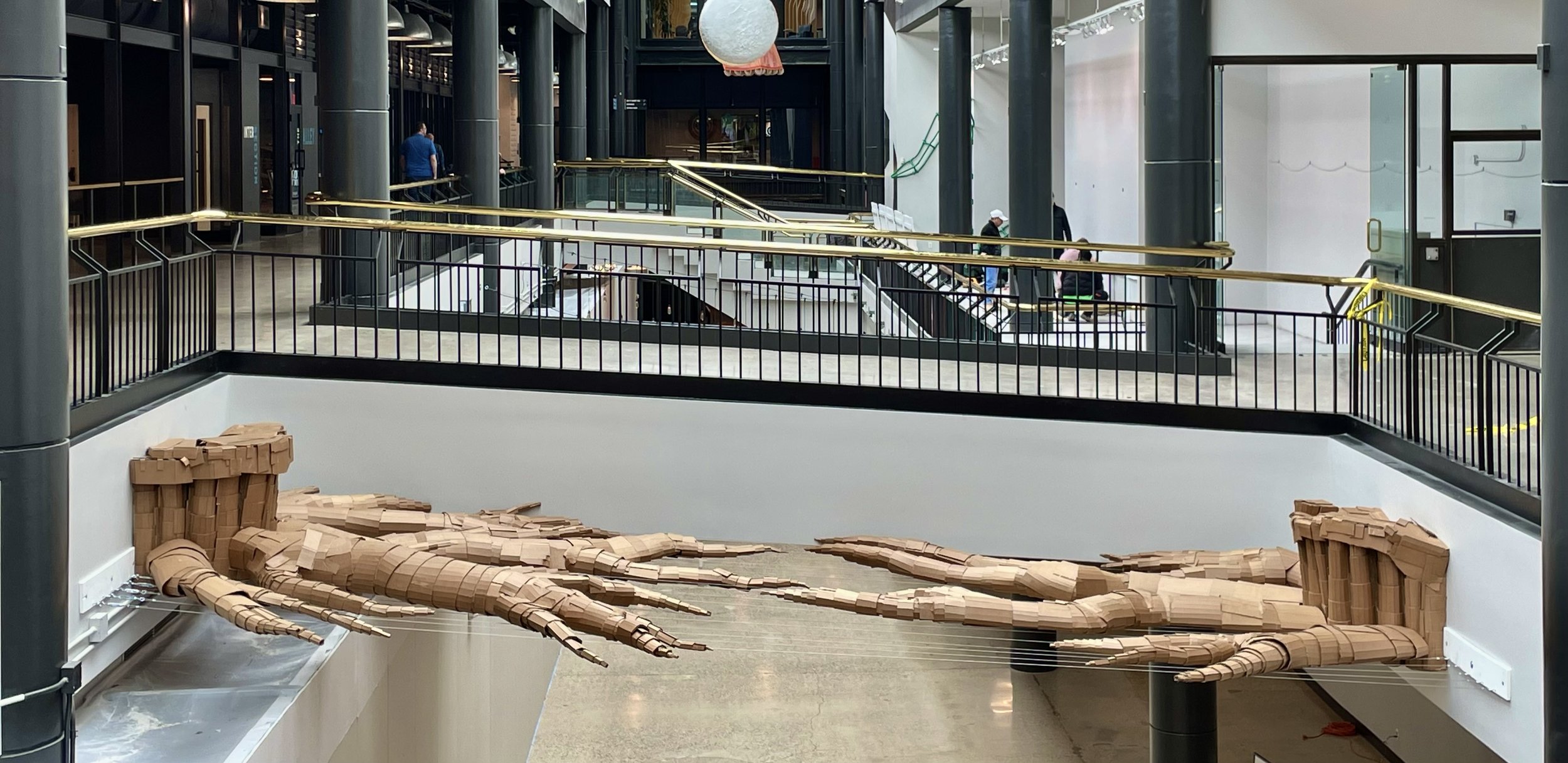 Rooted In Connection, Collaboration with Sculpture Milwaukee, Cardboard, Wood, and Wire, 60'x36'