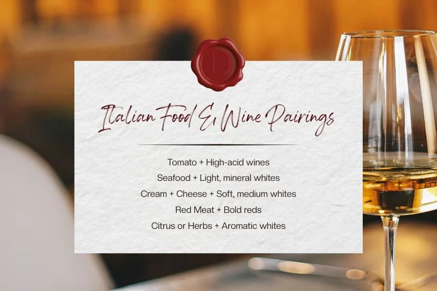 Italian food and wine pairings