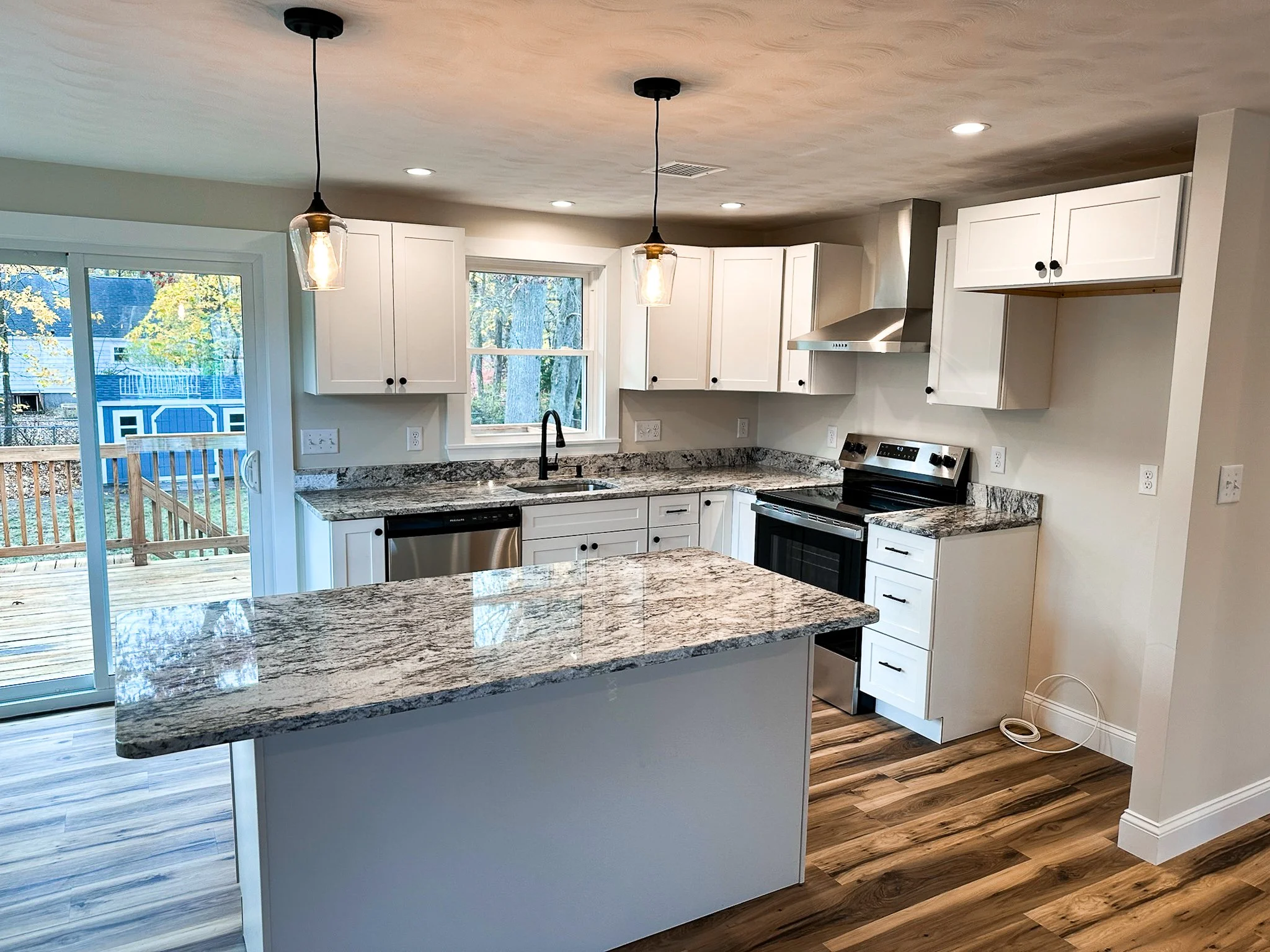 Kitchen remodel lighting install by electricians in South Shore Massachusetts