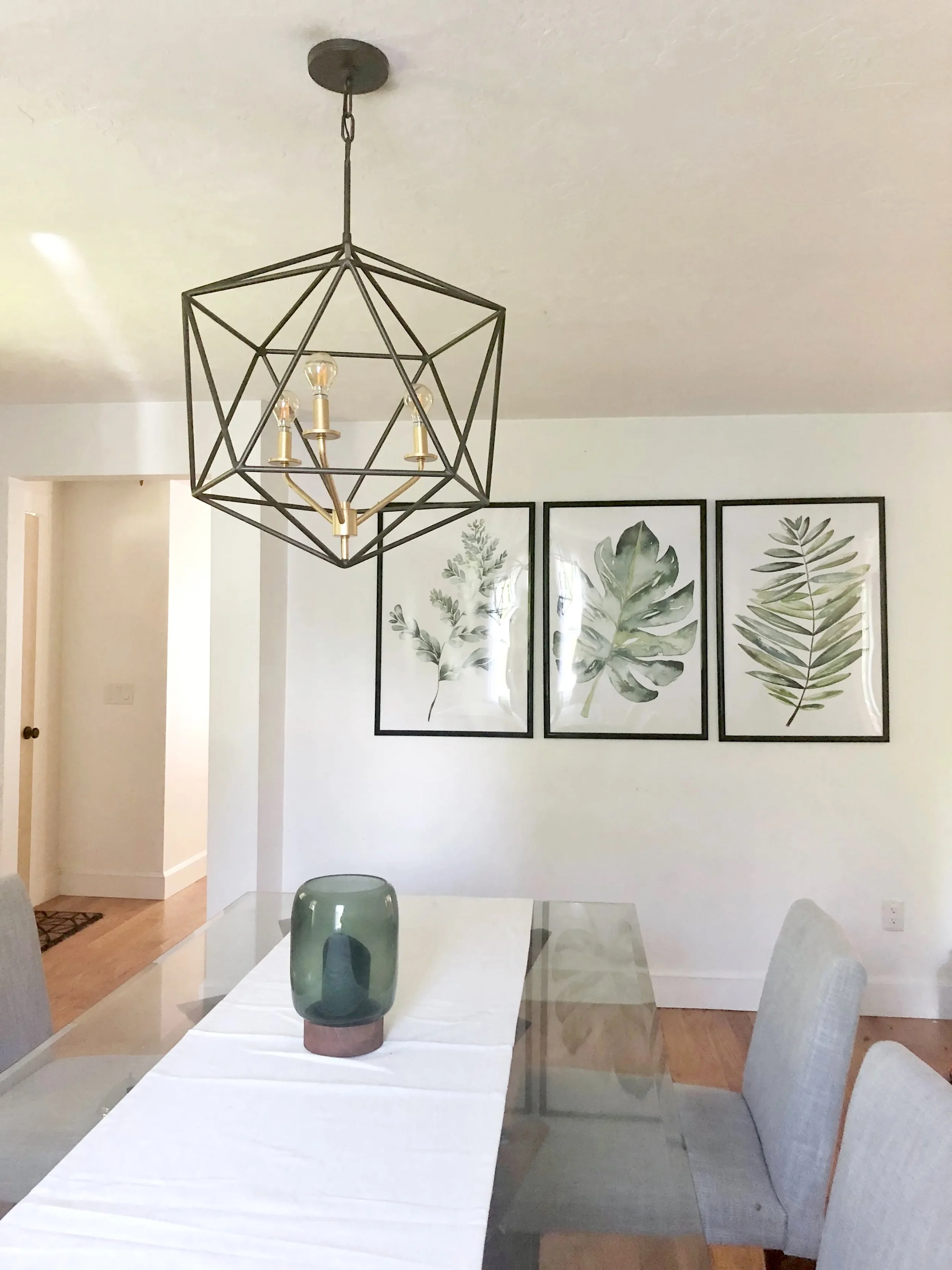 Dining room lighting modern light fixture installation in Plymouth, mA