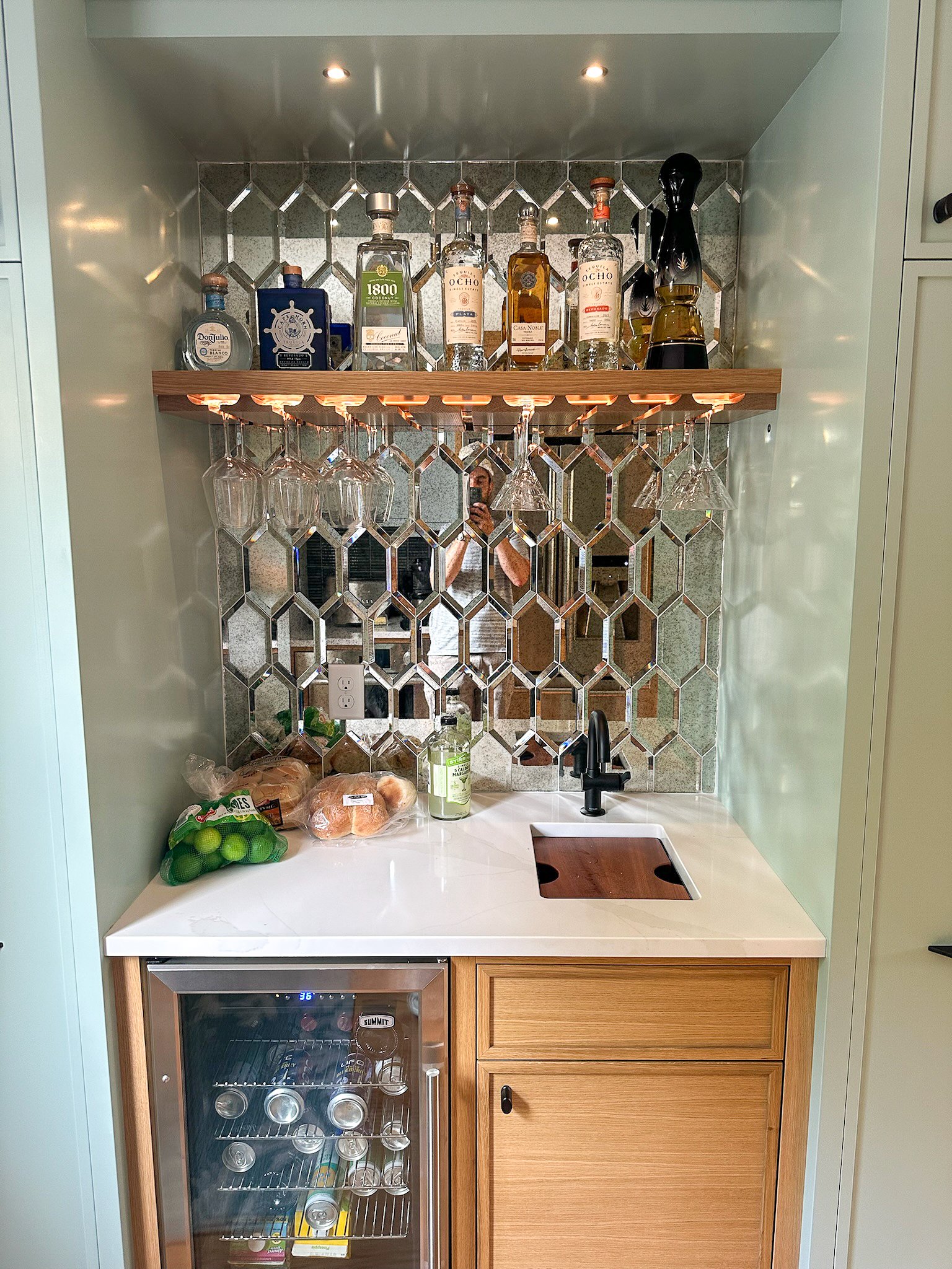 Kitchen wet bar and lighting installation in Marshfield, MA