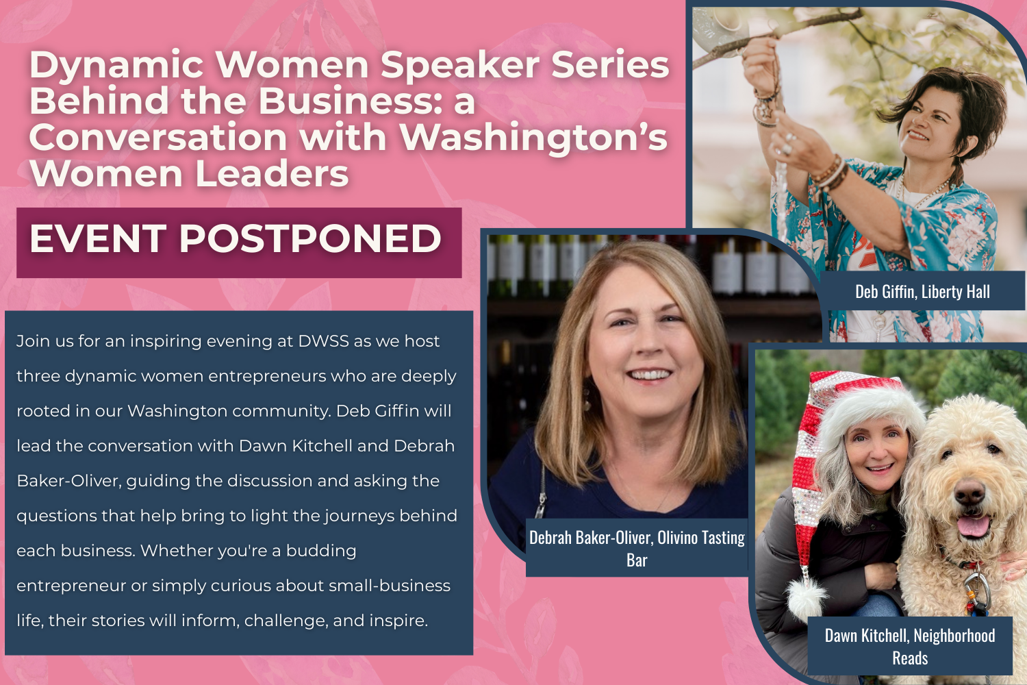EVENT POSTPONED: Dynamic Women Speaker Series: Deb Giffin, Dawn Kitchell, Debrah Baker-Oliver