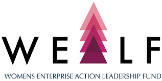 Logo for WOMEN'S ENTERPRISE ACTION LEADERSHIP FUND with stylized pink triangle resembling an upward arrow