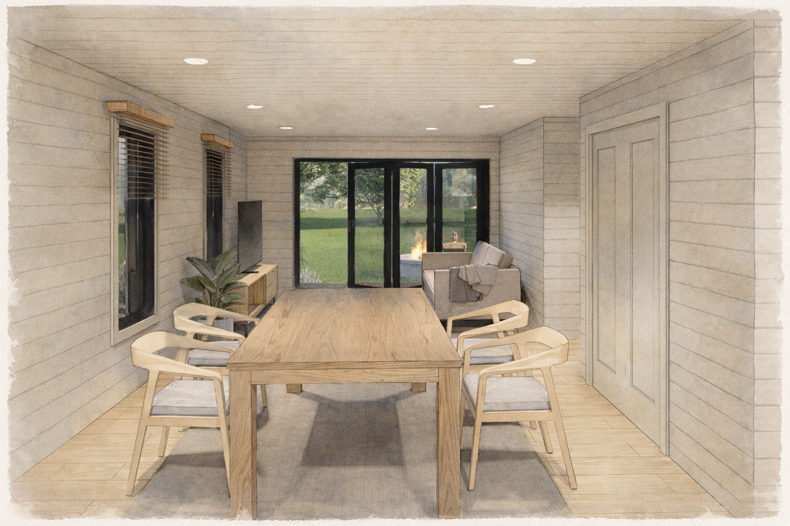 Extended Living Area as Part of Customized Prototype with Outdoor Living Area