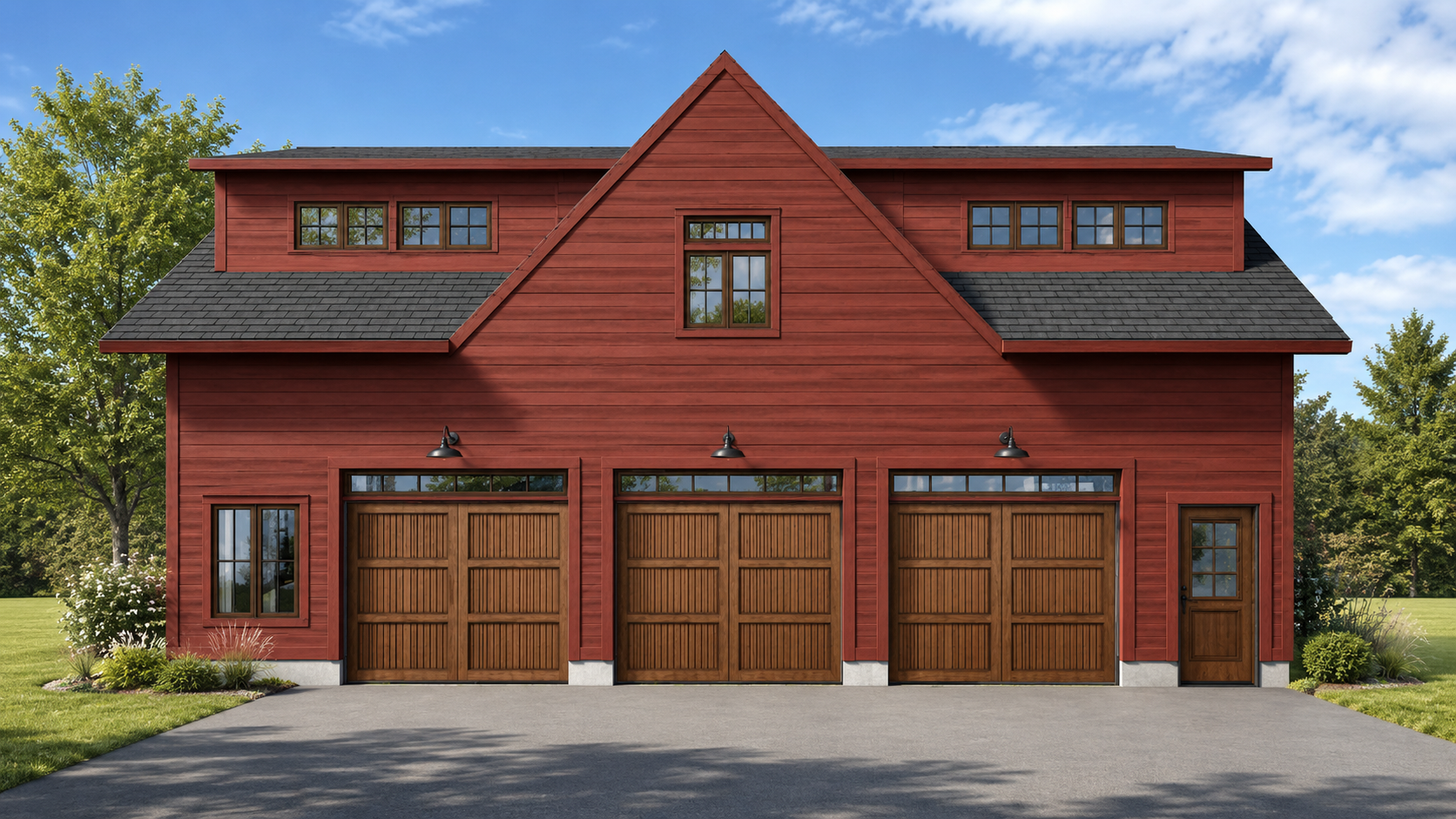 3-bay barn with a millwork shop area.