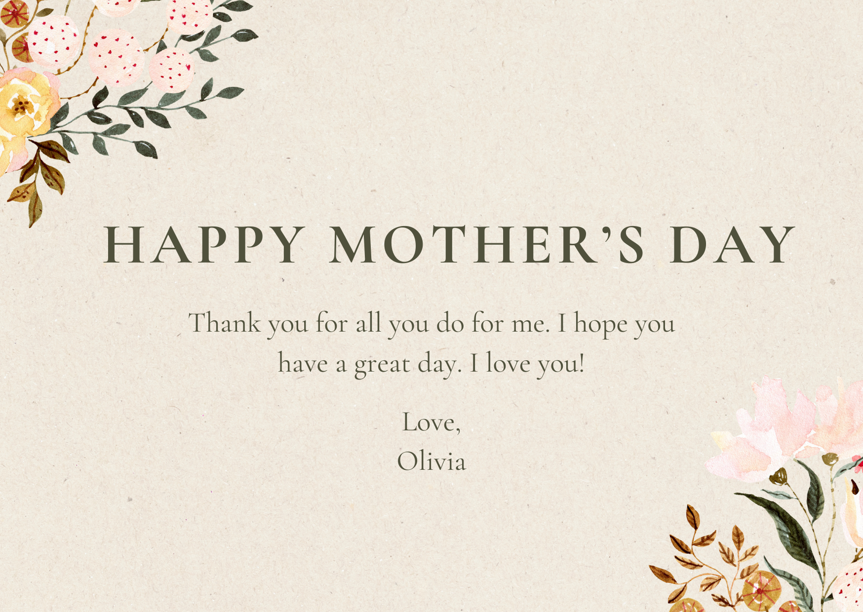 Free Custom Mother's Day Card