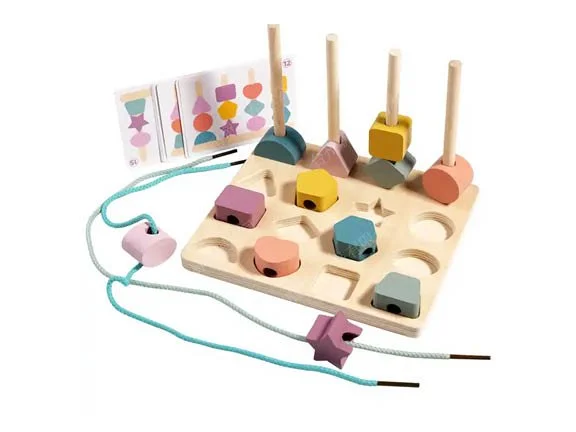 LT Wooden Shape Matching and Lacing Toy Set