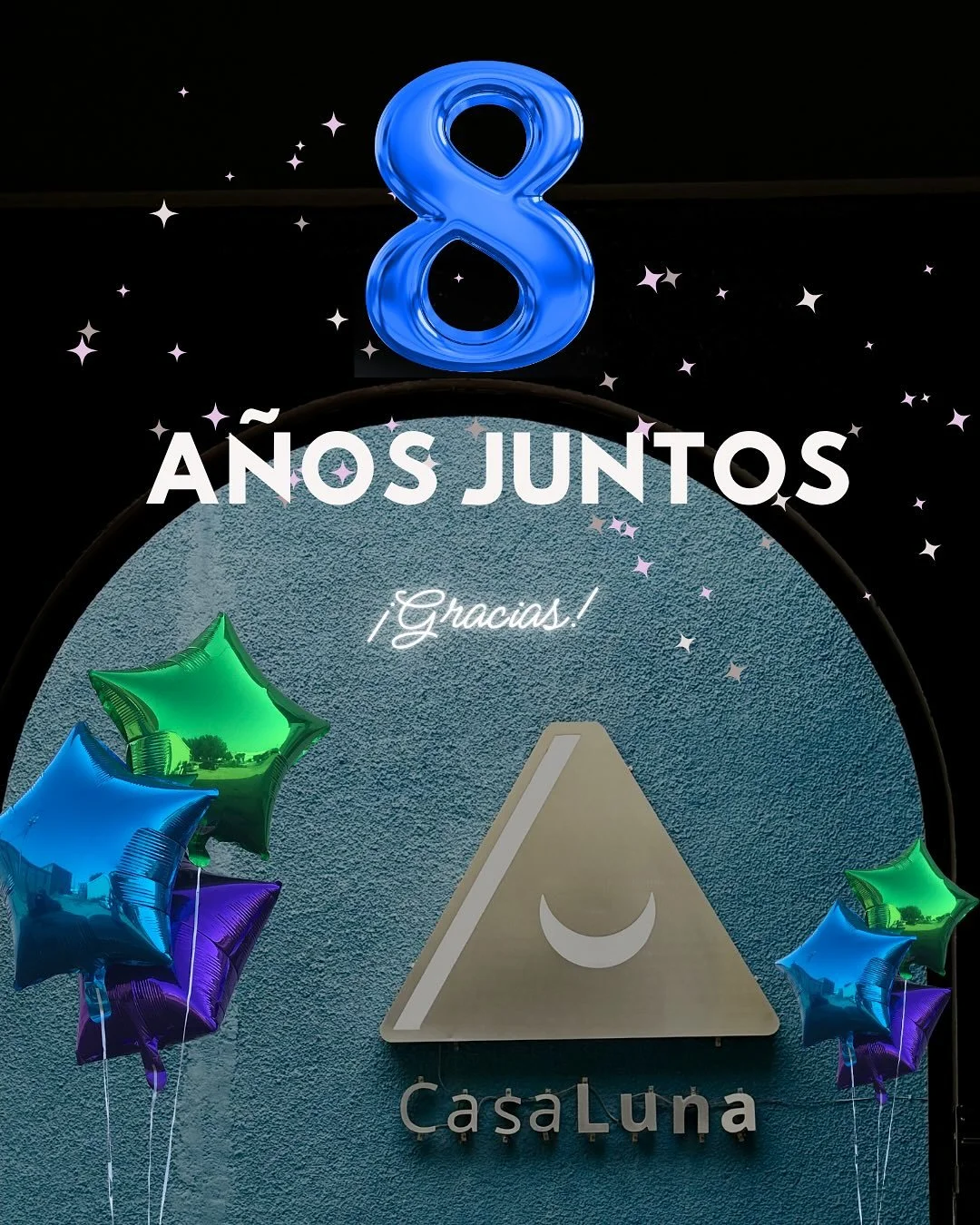 🌙✨ 8 a&ntilde;os de Casa Luna ✨🌙

Hoy celebramos un nuevo aniversario de este espacio que naci&oacute; del amor por la danza y que ha crecido gracias a cada persona que ha pasado por sus puertas. 💃🏽💖

Gracias a todos los alumnos, a quienes estuv