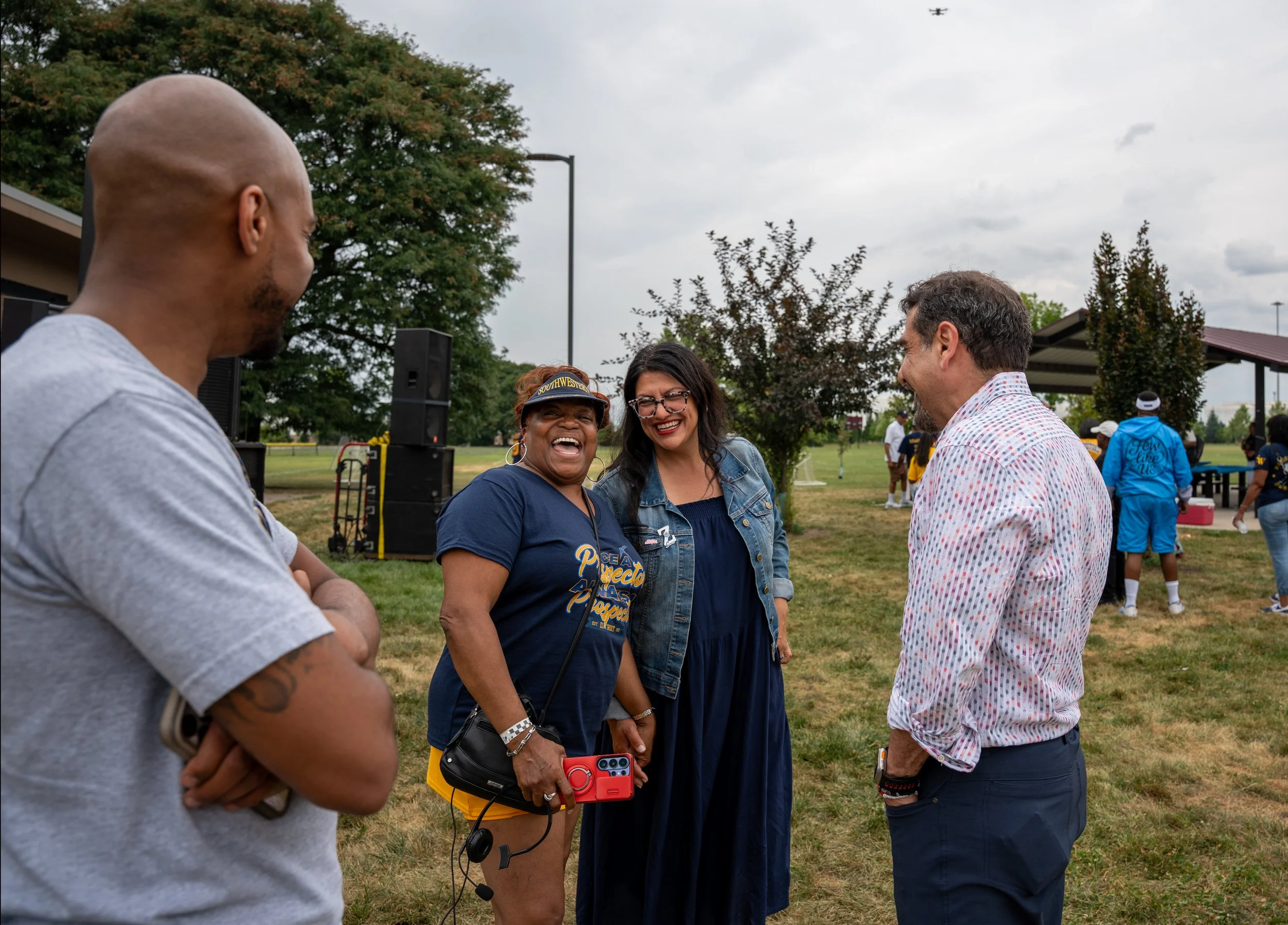 Dr. Adam Hamawy joins Rep. Rashida Tlaib and Donavan McKinney for Michigan GOTV community canvass, 2026.