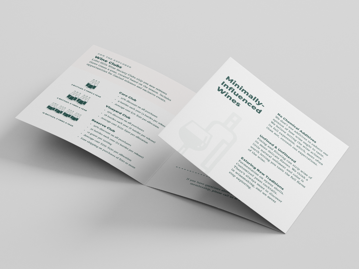 Lobo Hills Wine Society Brochure