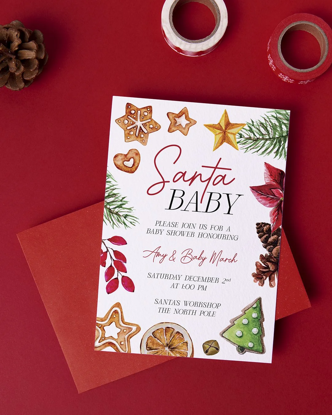 Christmas Themed Baby Shower Invitation