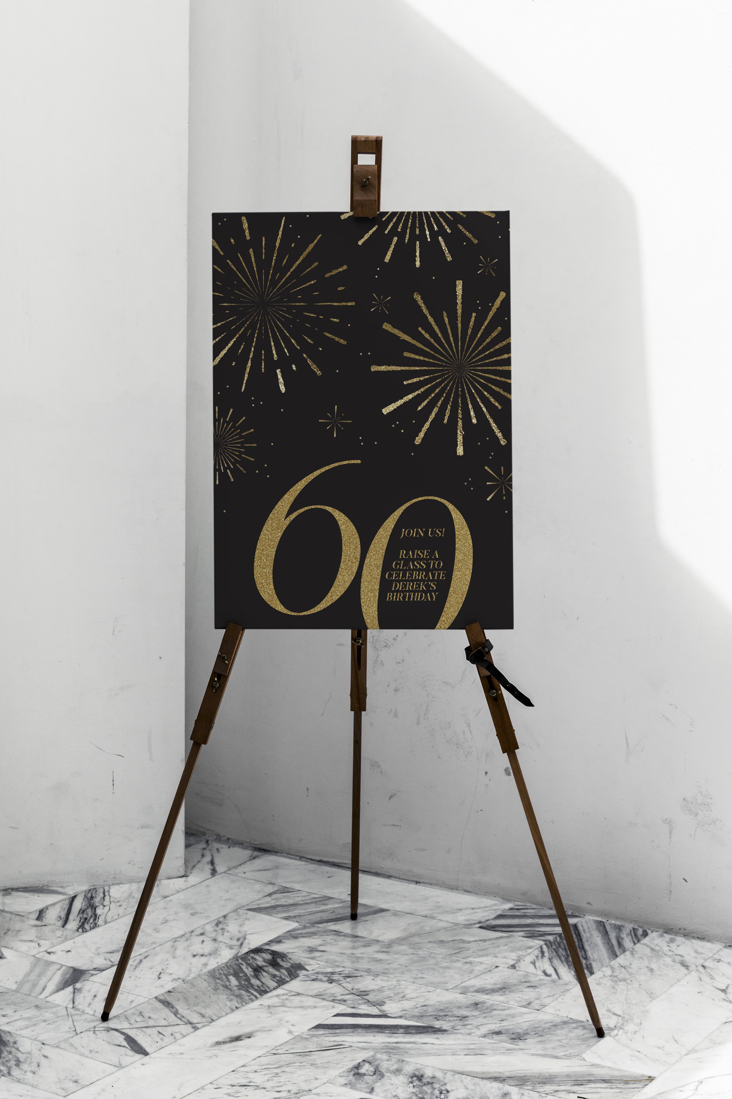 60th Birthday Welcome Board on Easel