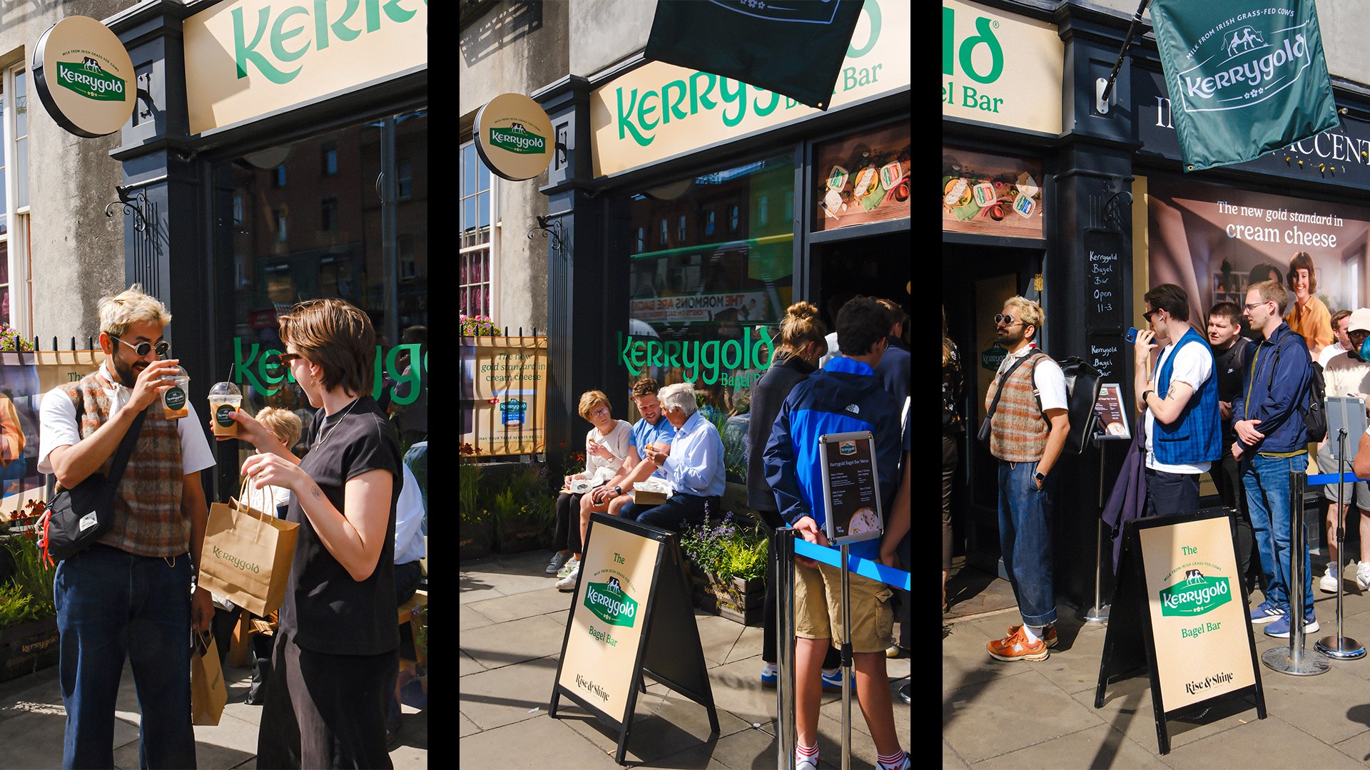 Kerrygold Cream Cheese PoP-Up Bagel Bar Queue Outside Branded Shop