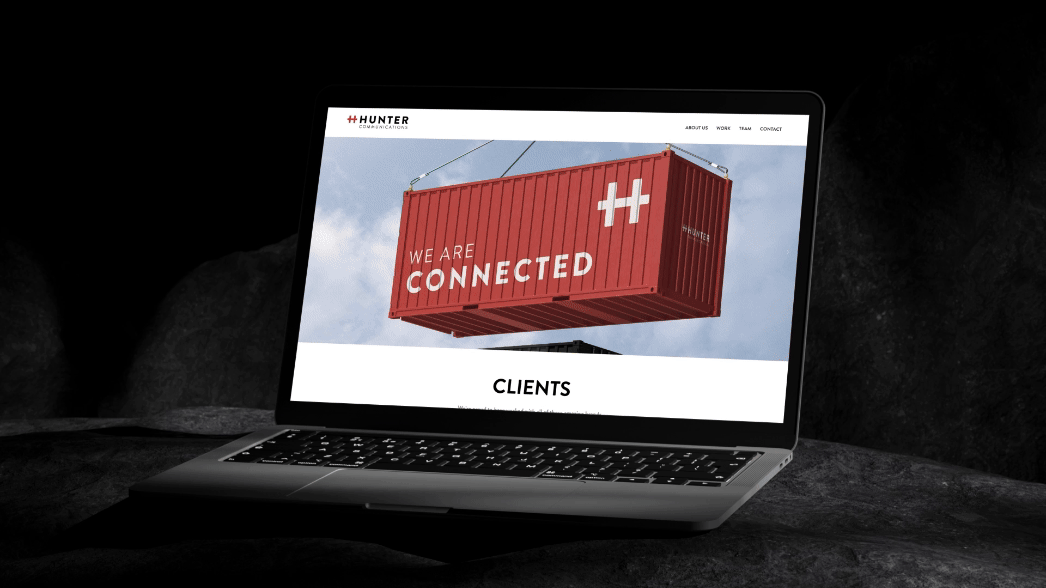 Hunter Communications Website Landing Page Screen