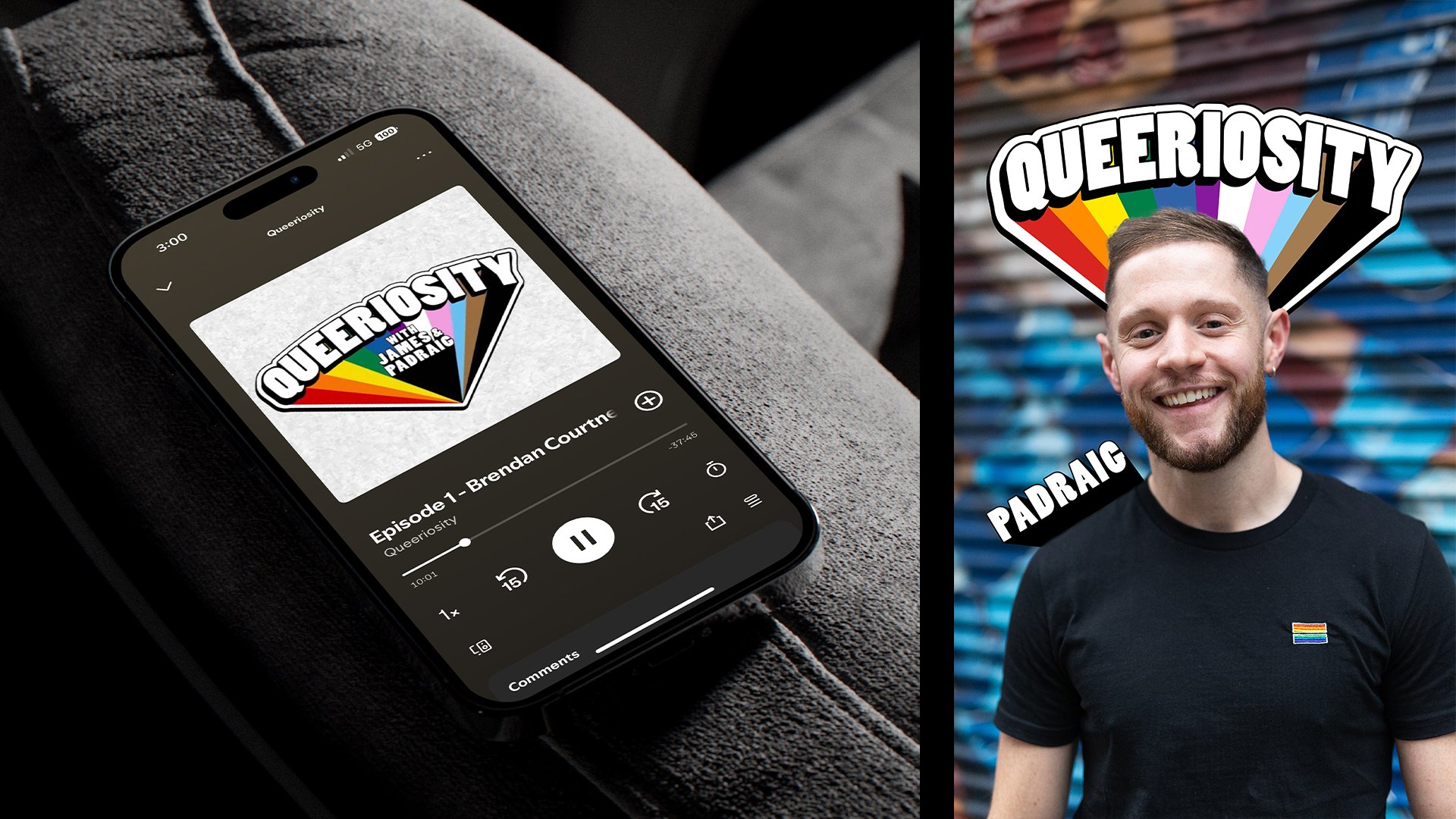Queeriosity Podcast Screen on iPhone