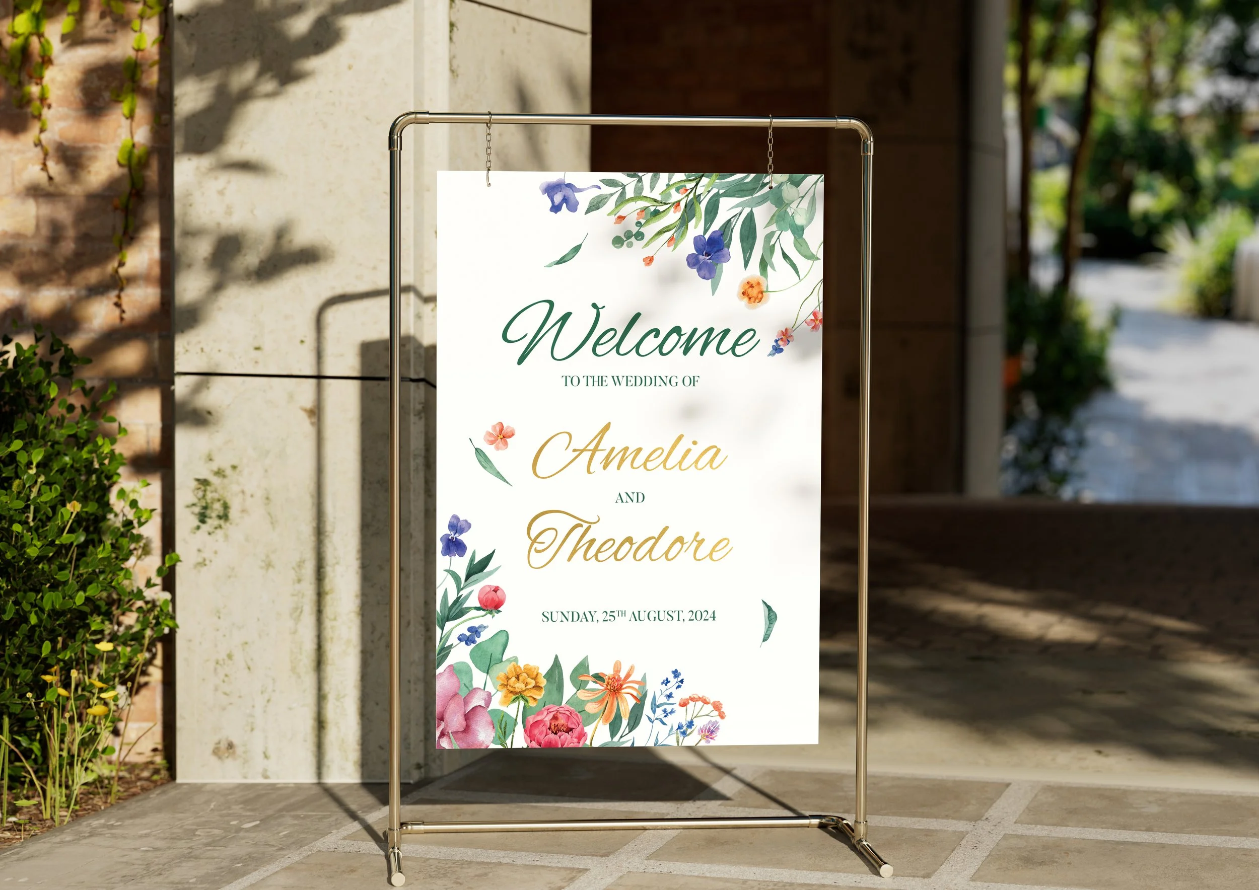 Floral Wedding Foiled Welcome Board