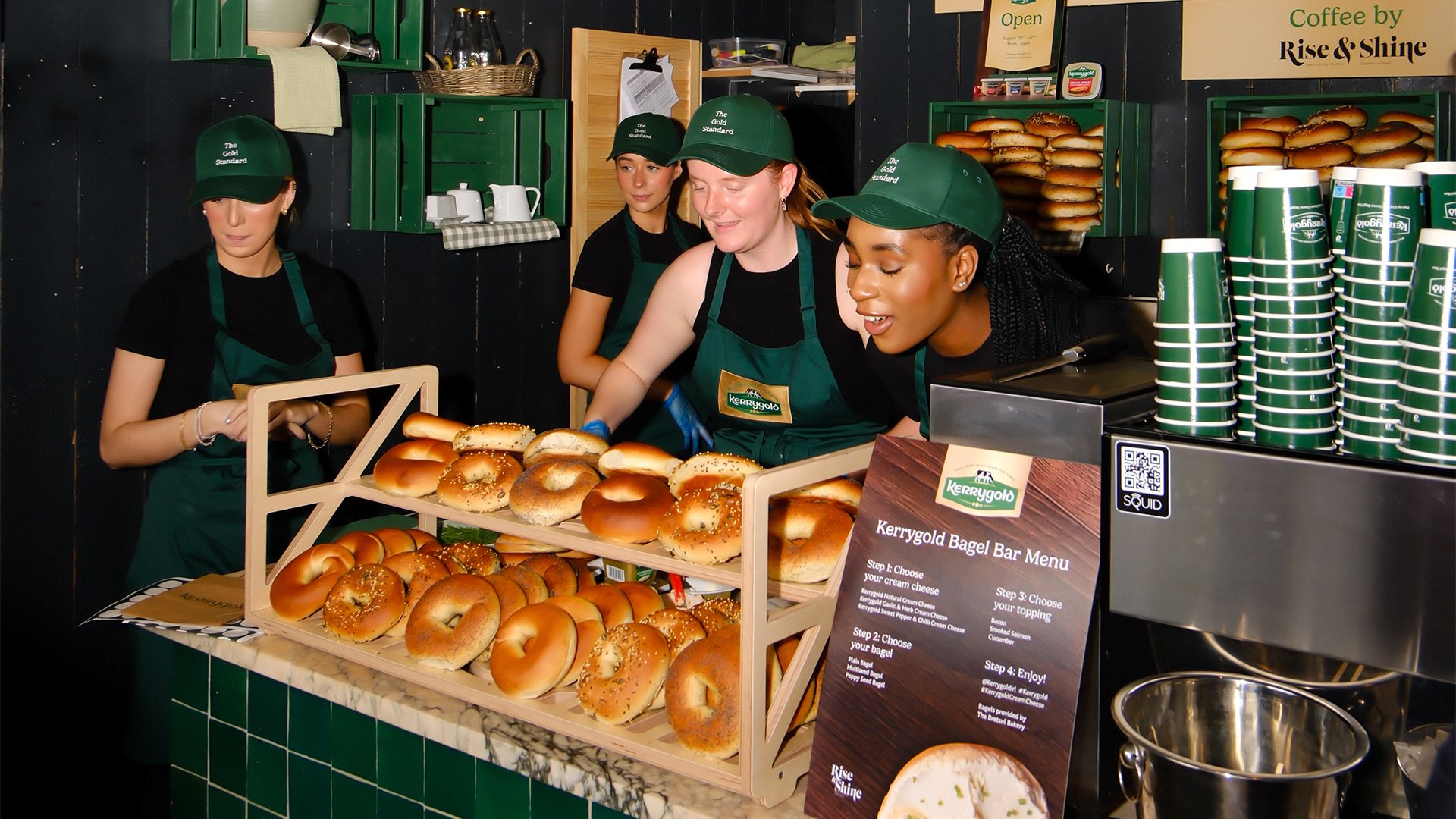 Kerrygold Cream Cheese PoP-Up Bagel Bar Counter Staff Preparing Orders