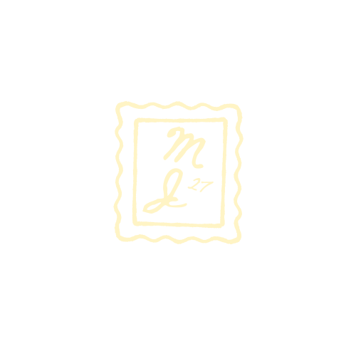 A stylized logo with a wavy border, featuring a handwritten 'M' and 'J' with the number 27.