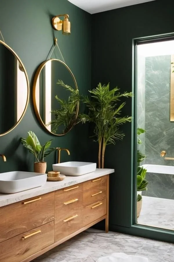 emerald-green-bathroom-plants