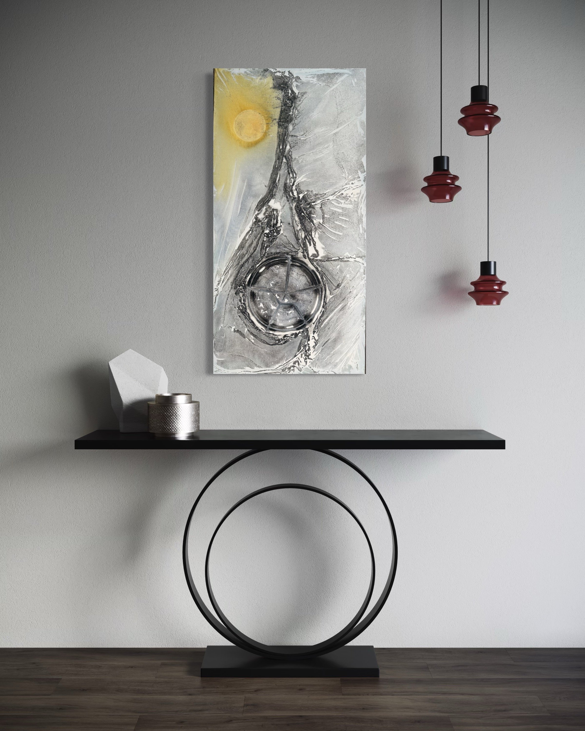 Broken plate, cheesecloth, tea, squid ink & saffron - 2026