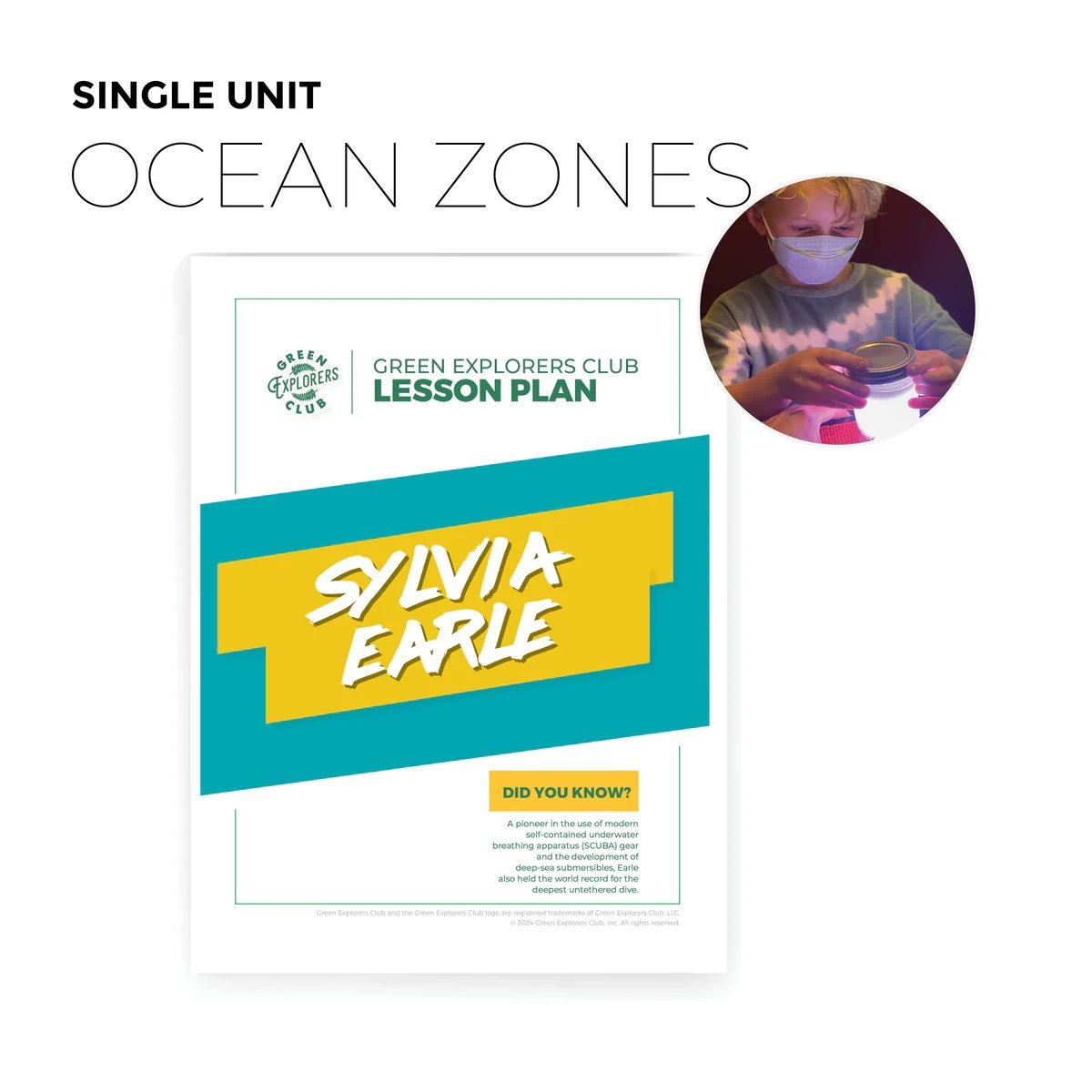 Ocean Zones (Sylvia Earle) Lesson Plan cover from Green Explorers Club