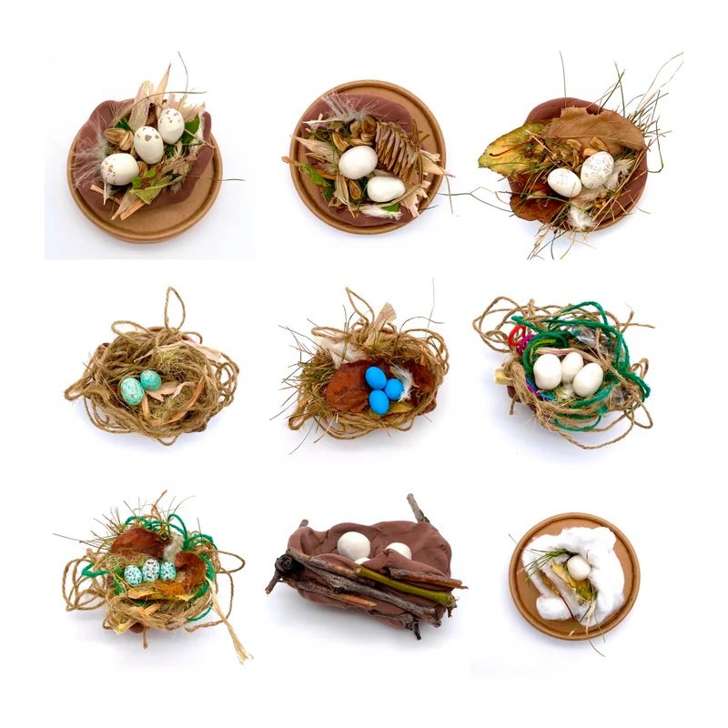 nine sample bird nest crafts