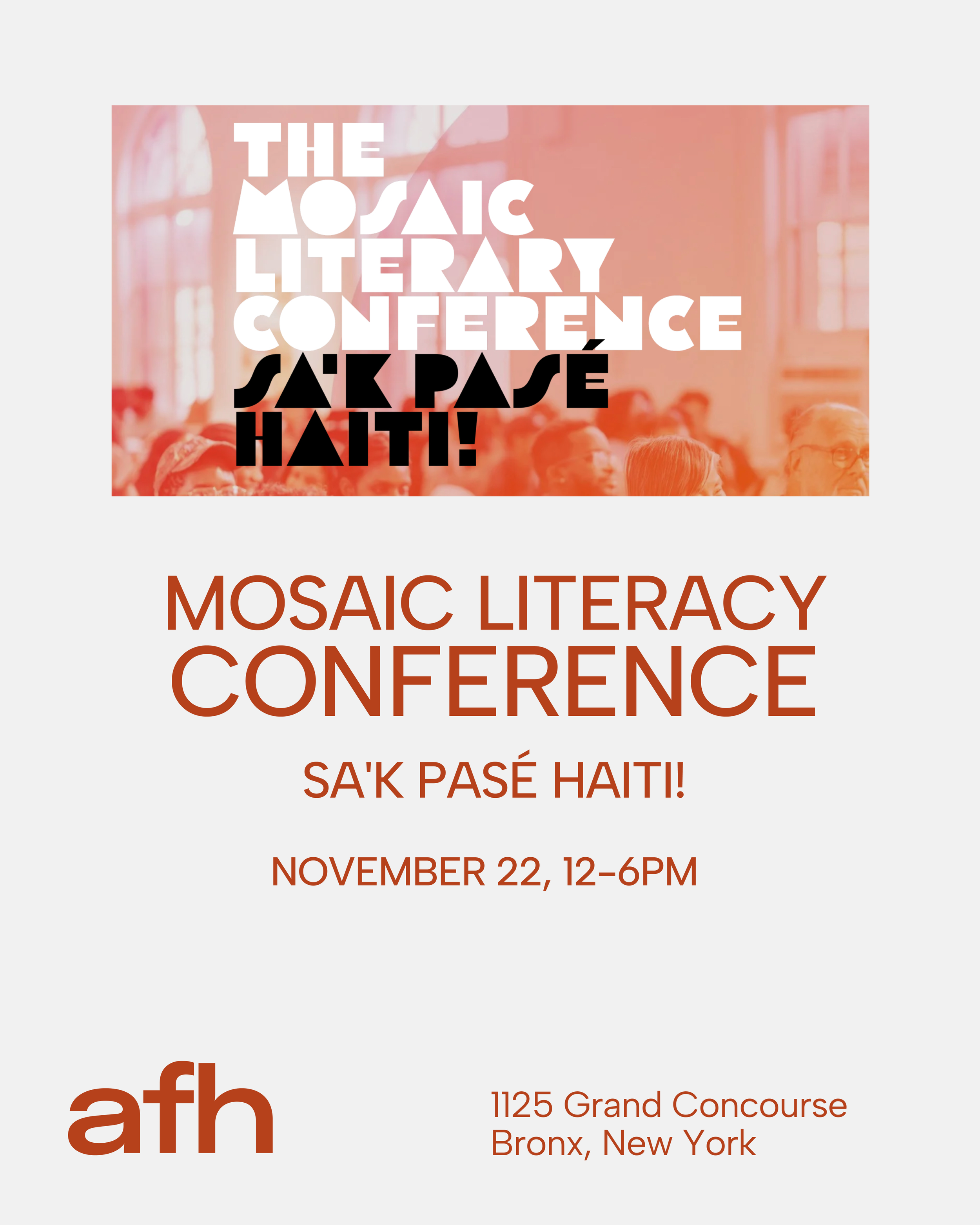 Mosaic Literacy Conference  Sa’k Pasé Haiti! 