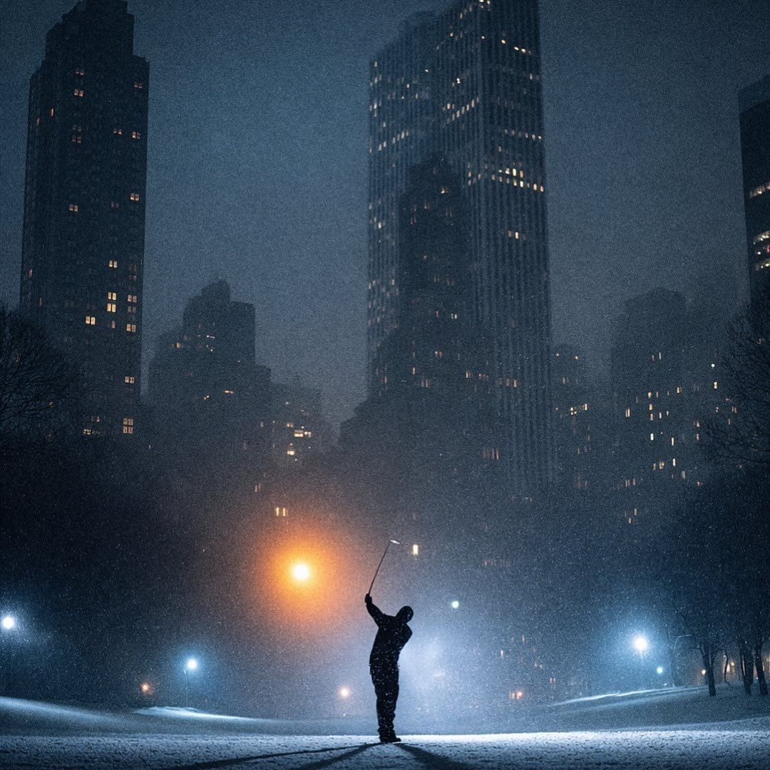 NYC freeze = great opportunity to use the high vis watts golf ball in Central Park at nite &hellip;.. worked with @blackbirdstudios.la @tony_cncp on this project #benwatts #scrapbooking #ai