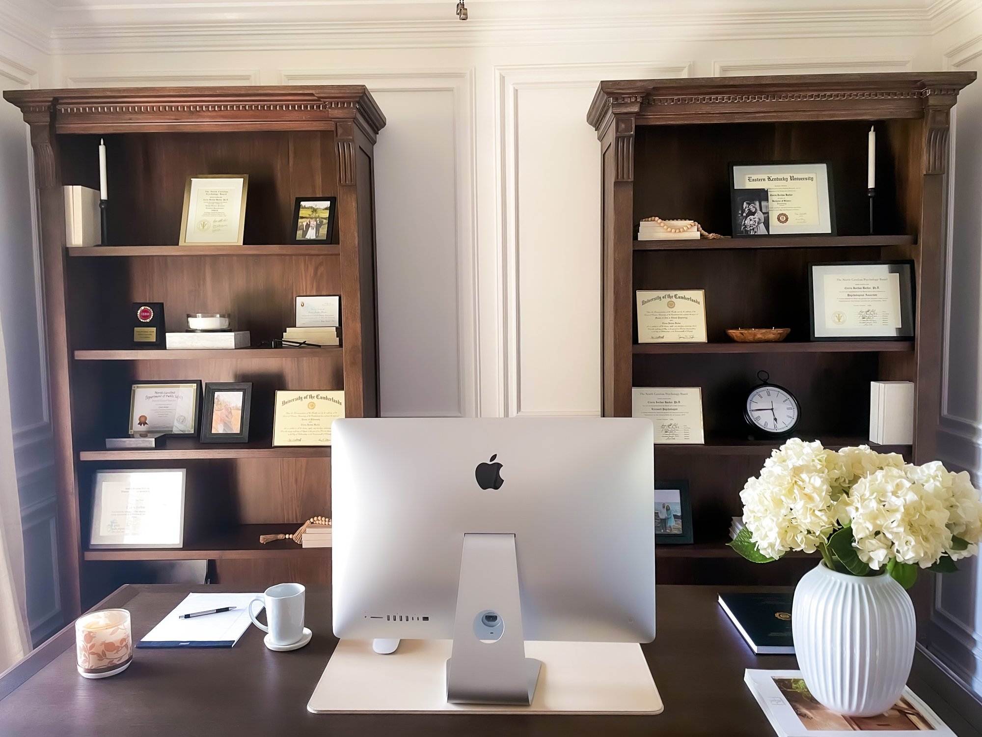 Comfortable virtual therapy workspace representing answers to common questions about complex trauma therapy, Cognitive Processing Therapy (CPT), and online trauma treatment for adults in North Carolina.