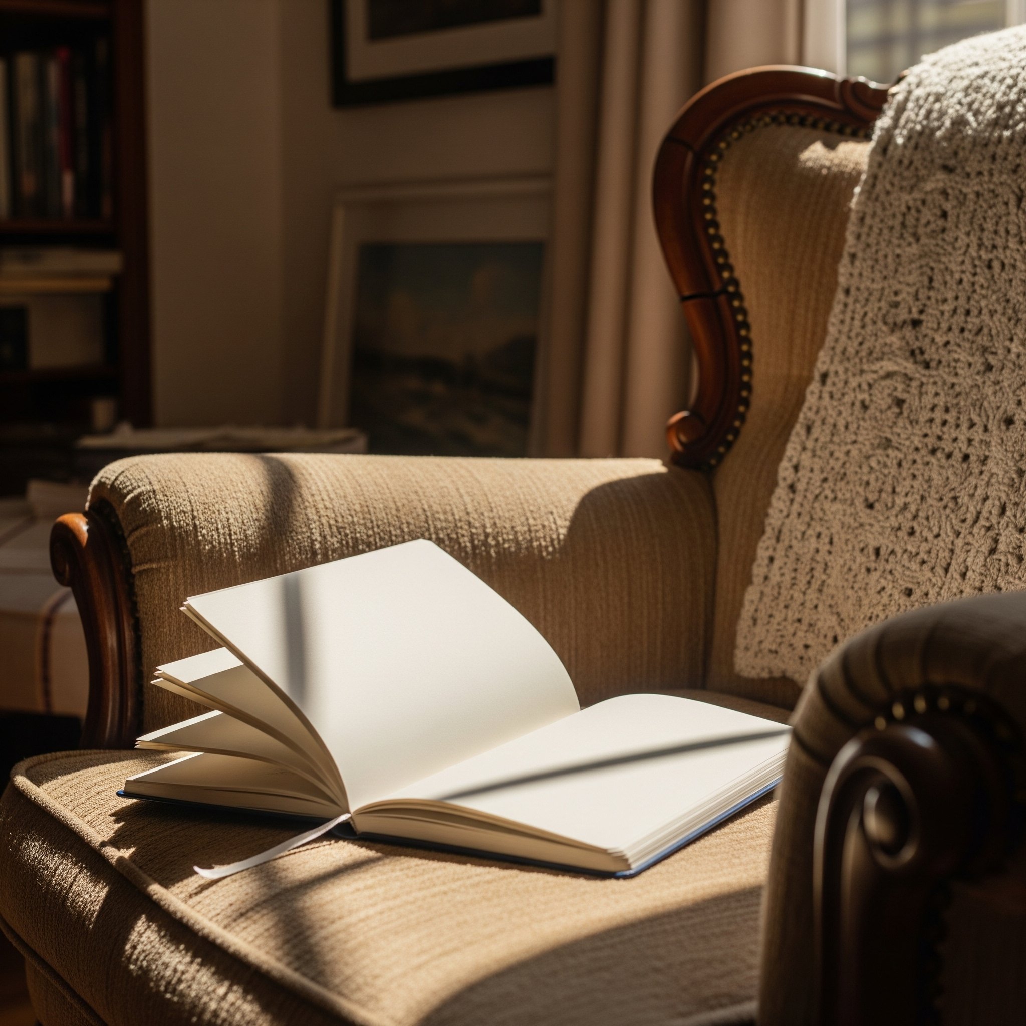 Open journal resting on a chair representing the reflective work of trauma therapy and PTSD treatment in North Carolina