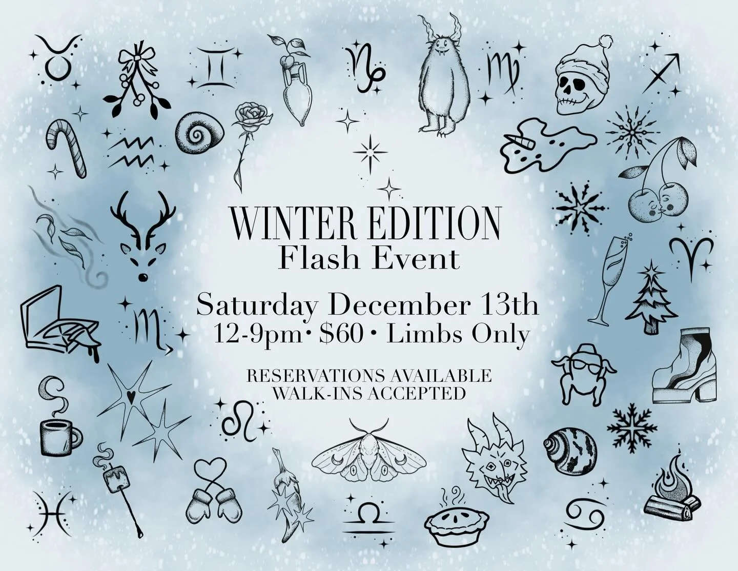 Zodiacs, pop culture, snowflakes, nature, holiday traditions&hellip; a little bit of everything! 

We have 33 secret party favors available for everyone who reserves a spot! ONE of these party favors will contain a studio gift certificate for 3 hours