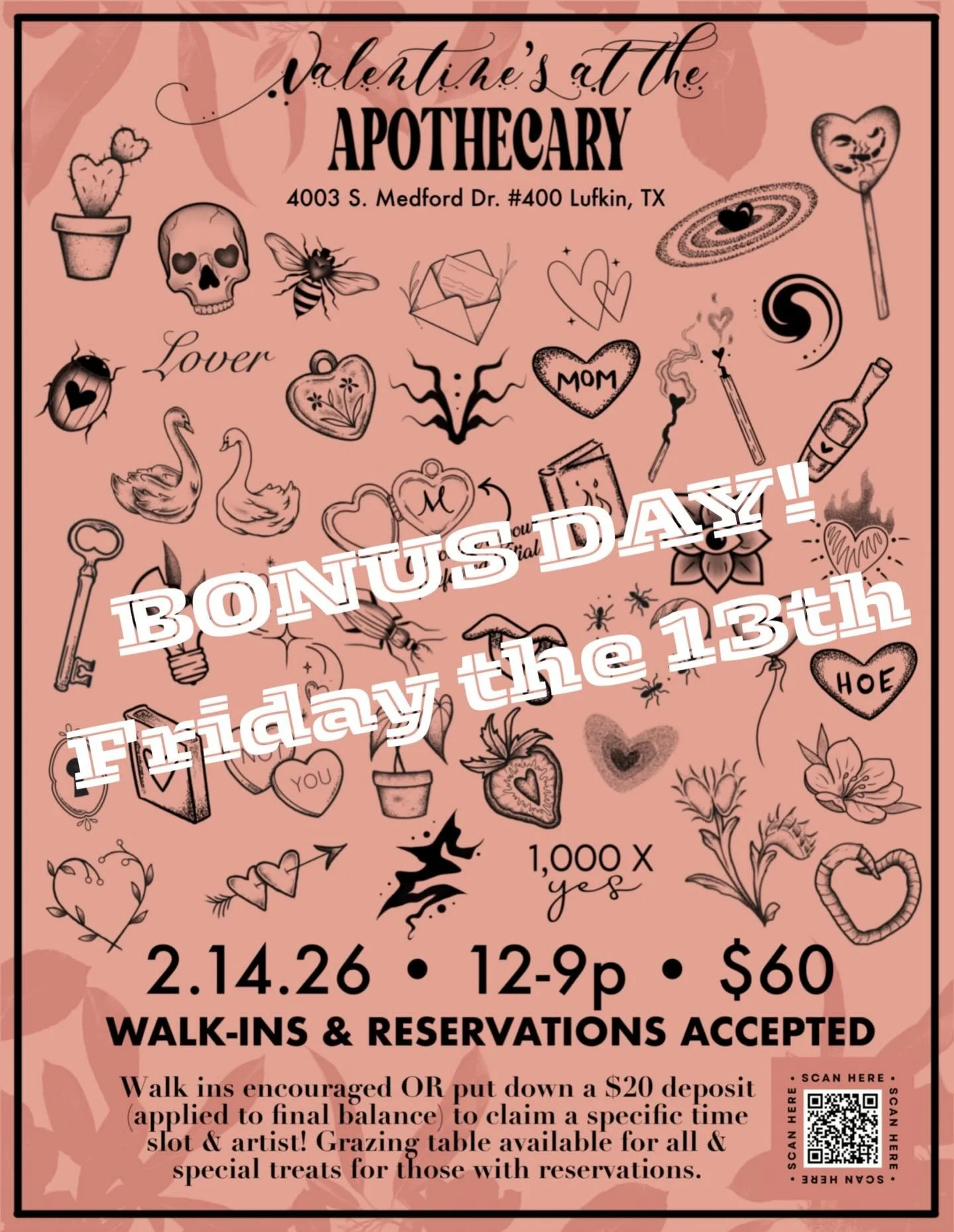 What a popular event! Our reservations spots for Saturday were all claimed so quickly - we decided to hold the same deal for Friday the 13th as well! If you want to reserve a spot for Friday, just DM us! Otherwise, swing by as a walk-in - you&rsquo;l