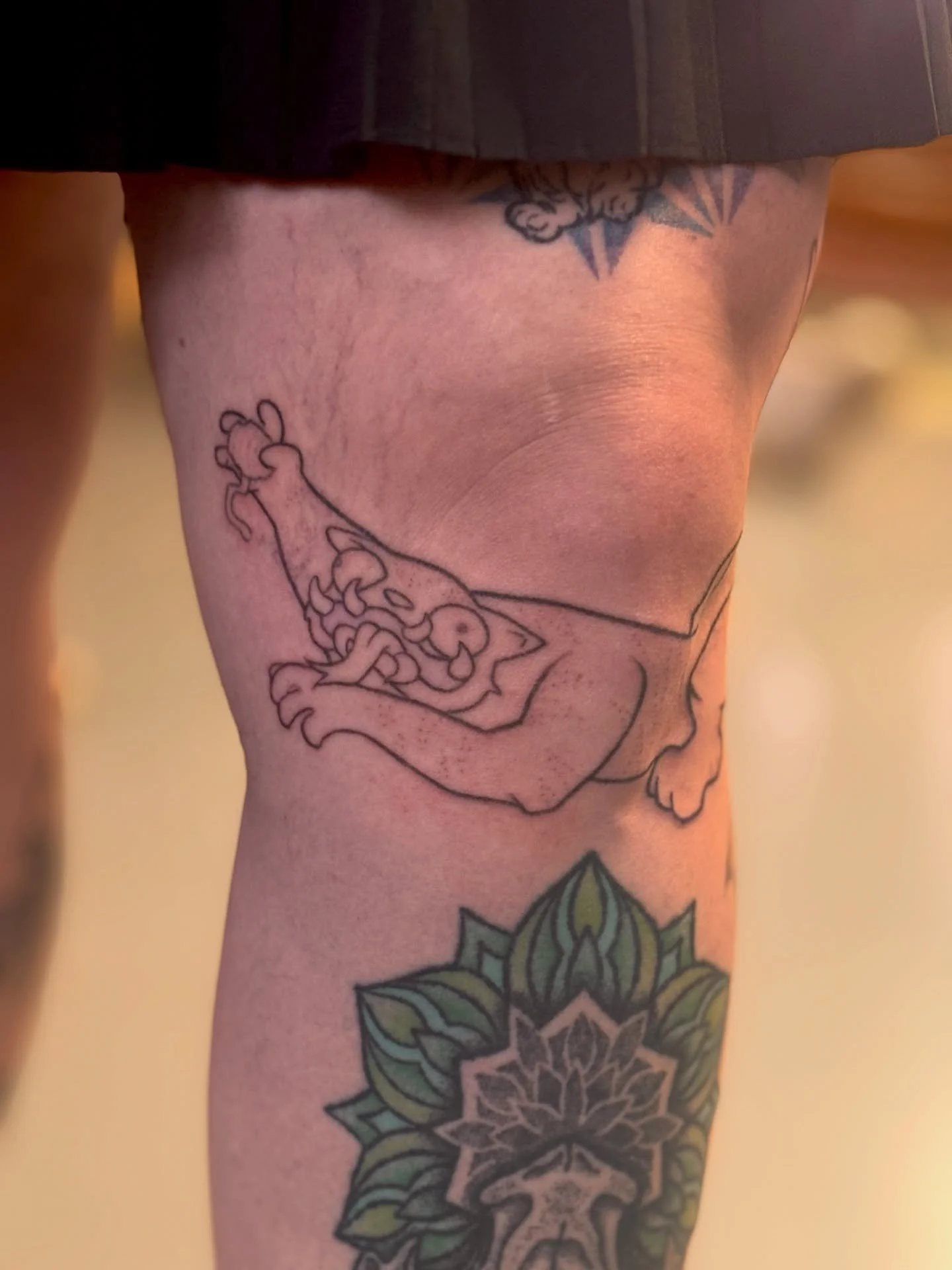 A work in progress on a tiger designed and tattooed by Caleigh.

This wild little guy is a piece from Caleigh&rsquo;s flash, and we can&rsquo;t wait to see how it comes together when it&rsquo;s finished. If you&rsquo;re interested in picking up a fla