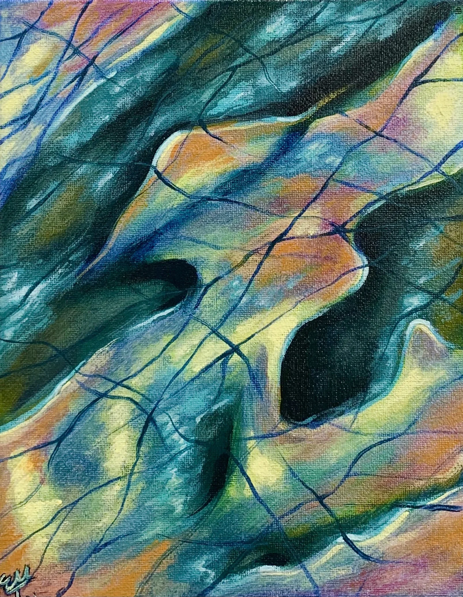 Labradorite, 8x10" acrylic on canvas, 2022