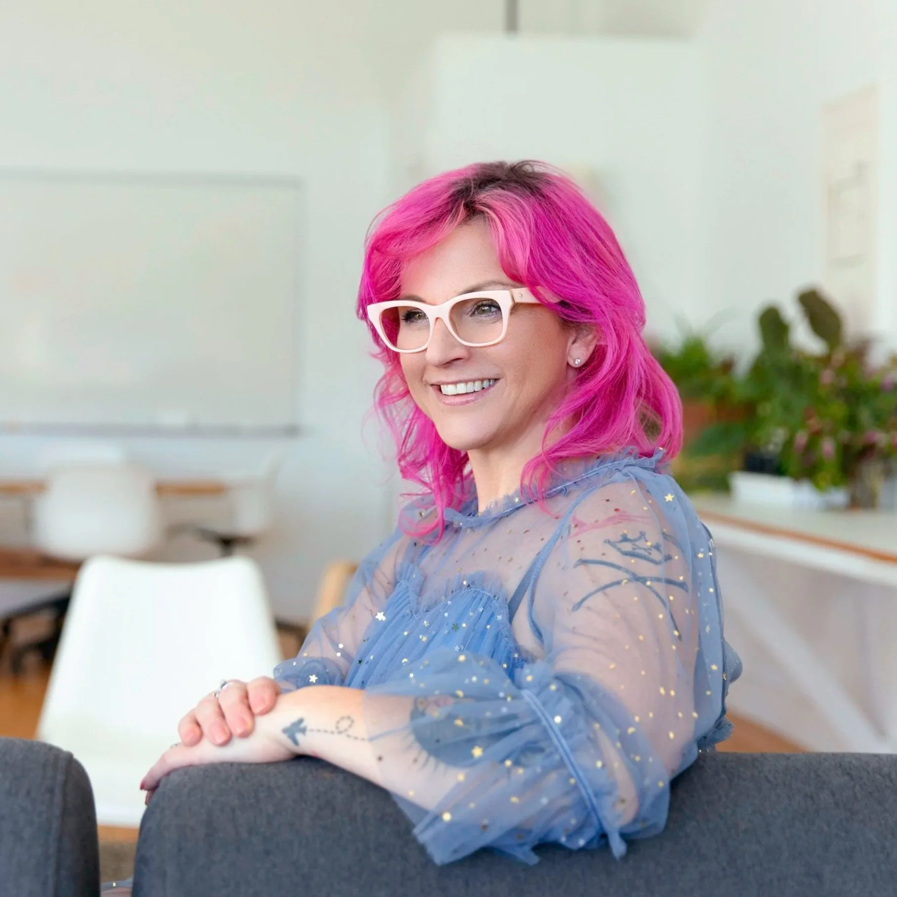 Personal coach and business owner portrait for Rebel Soul Living brand, focused on confidence and connection