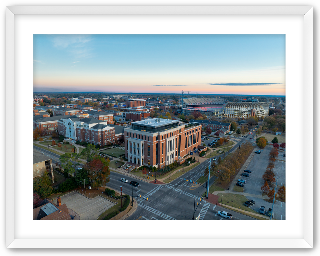 aerial shot of Auburn's Harbert of business school